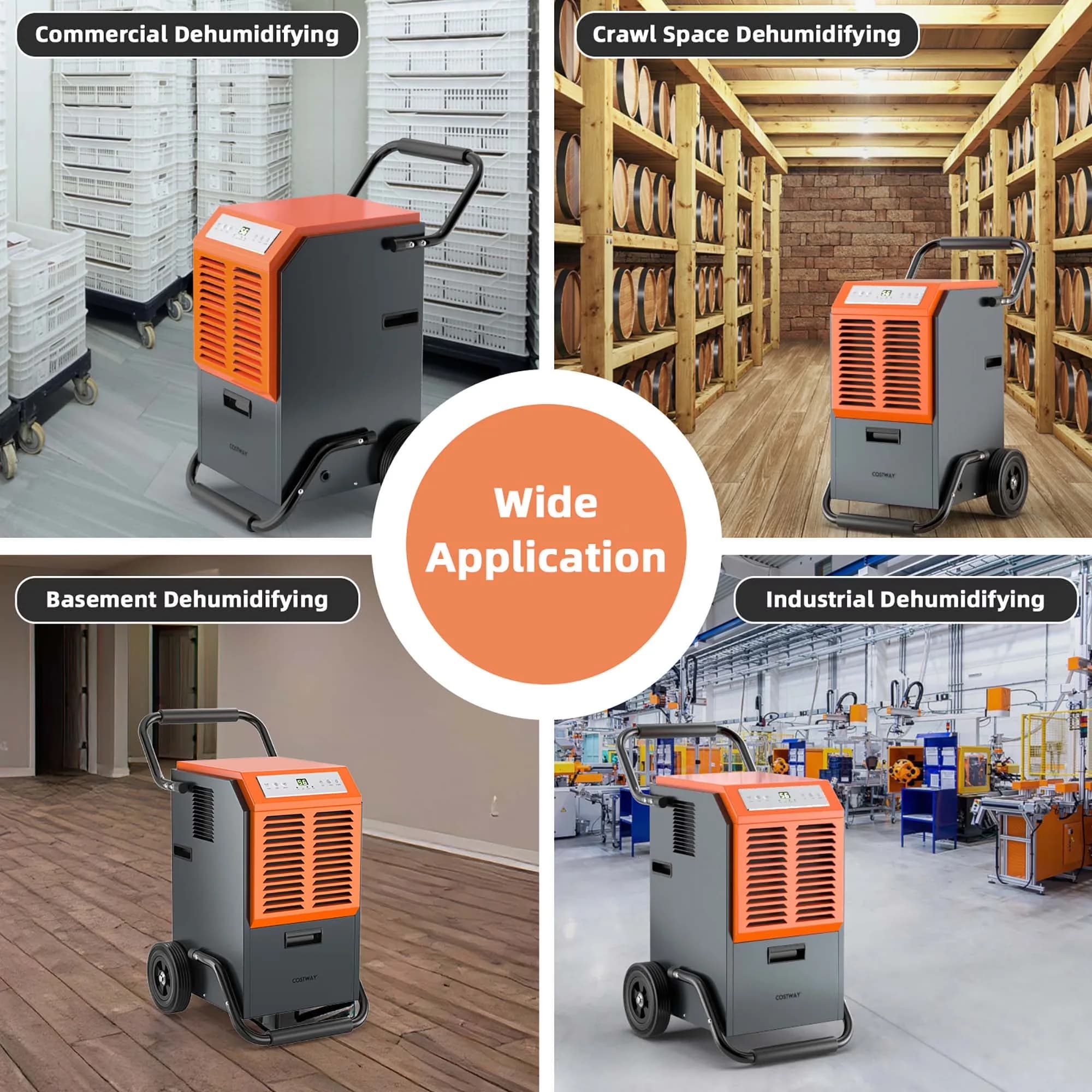 Premium Dehumidifier with Built-In Pump, Automatic Shut-Off, 45-Pint(DOE) Portable Commercial - Gray Model 60349F