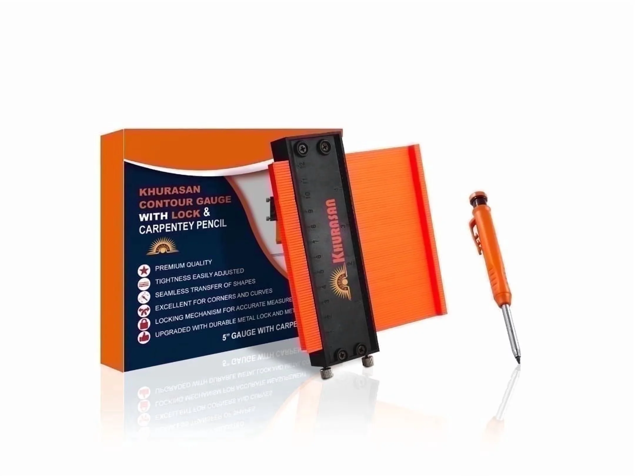 Quality Pro Tool with Adjustable, Adjustable Lock, Mechanical Pencil - Orange Model 1D472D