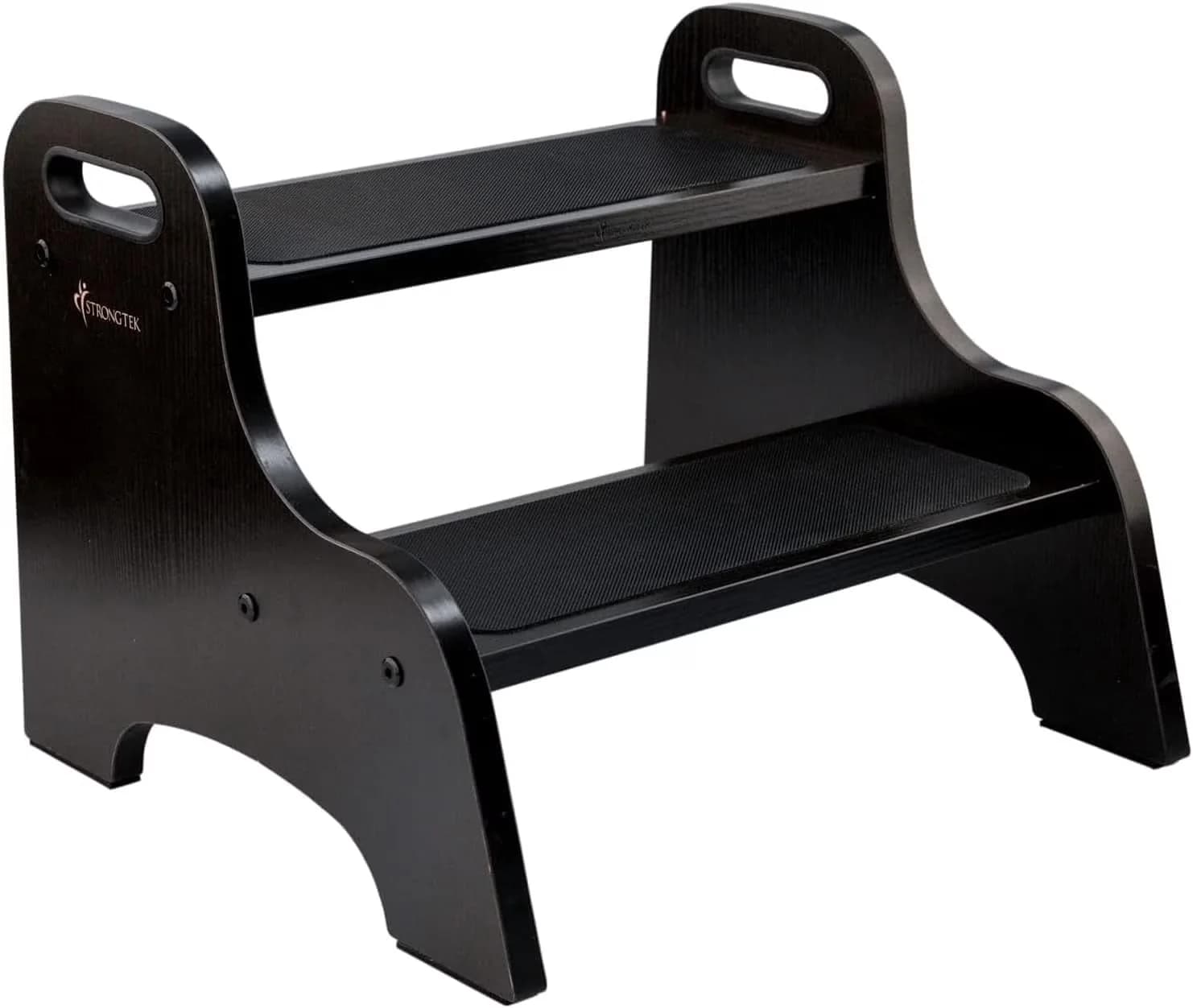 Ladders And Step Stool Compact with Anti-Slip, Wood 2 - Black Wood - Sleek Profile Model F62707