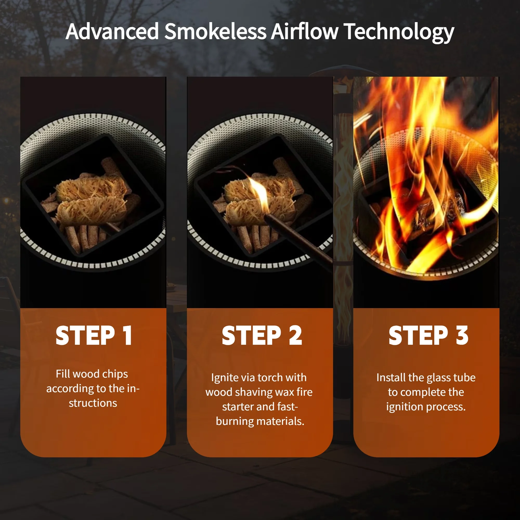 Outdoor Heating Innovative with Weatherproof, 61 Inch Smokeless Pellet Stove - Black Model 6CD63D