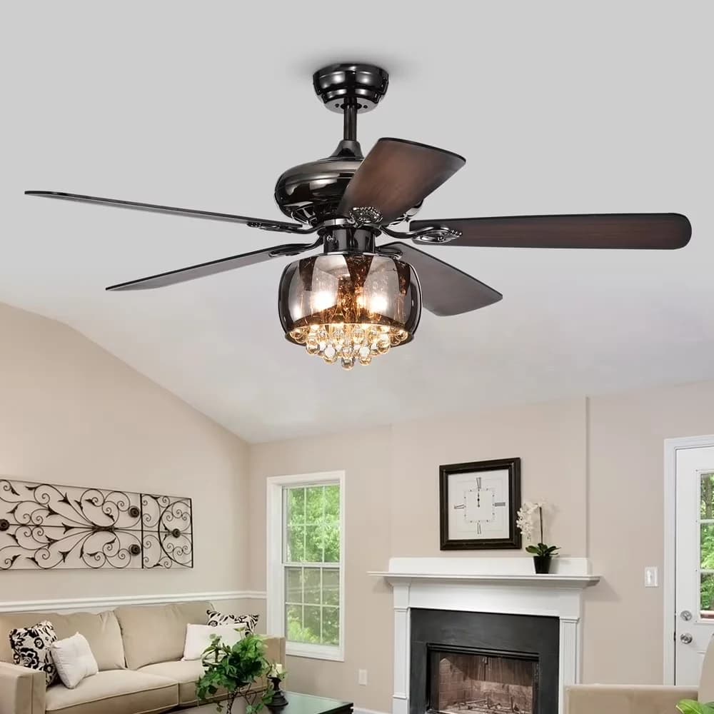 Ceiling Fan Essential with Incandescent, Glam, Remote Controlled - Glass Black Model EF9015