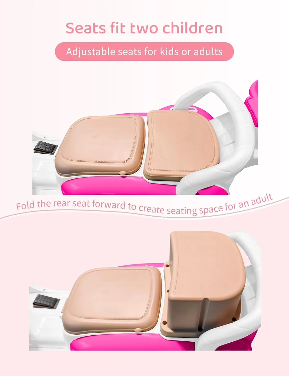Sleek Scooter with Battery, 12V, Bluetooth Enabled - Pink - Traditional Style Model 6CEDB3