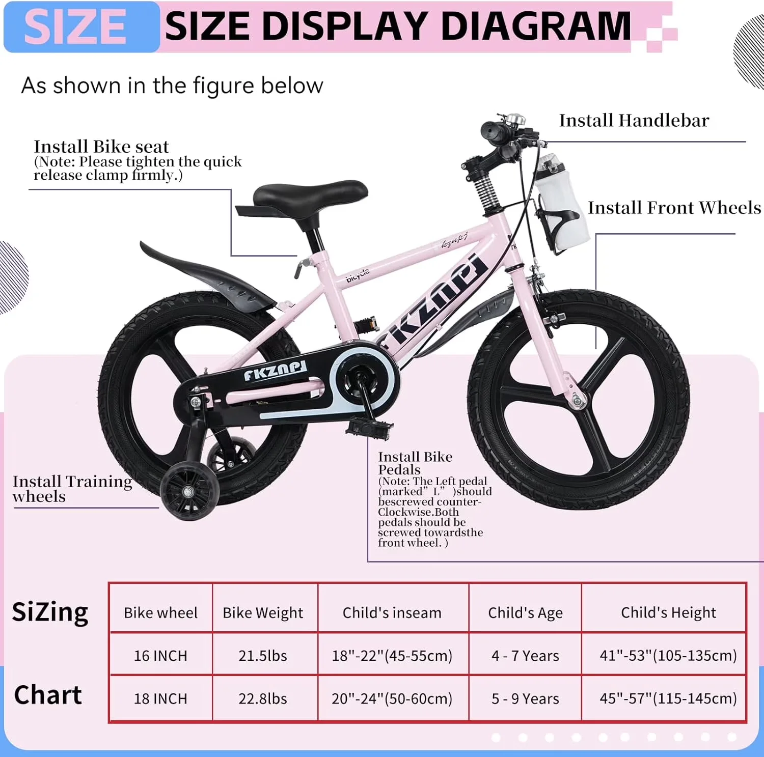 Road Bike Professional with Adjustable Seat Height, Adjustable Handlebar Height, Lightweight - Pink Model 0A543C