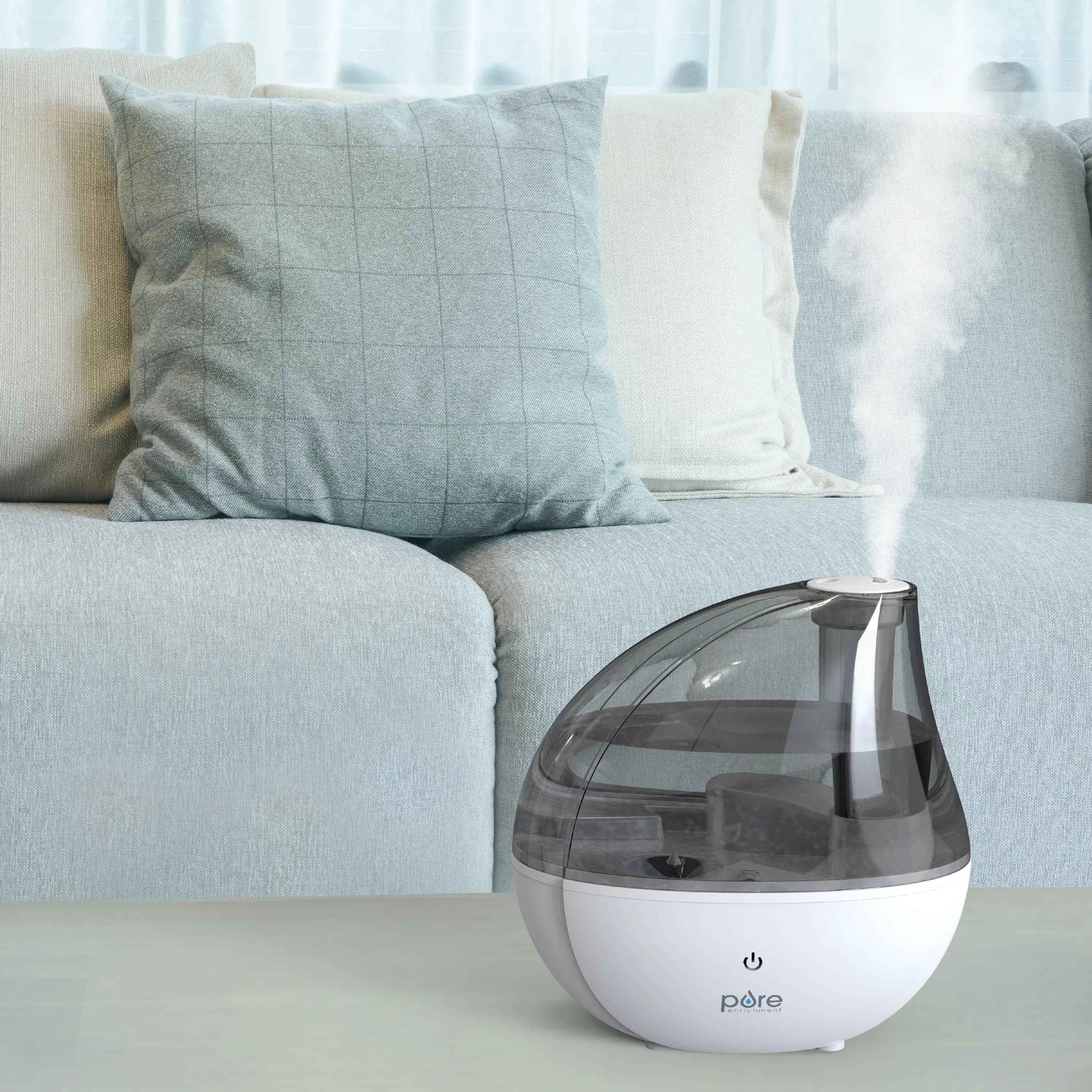 Stylish Humidifier with Water Level Indicator, Silver - Gray MistAire - Durable Build Model 3F0840