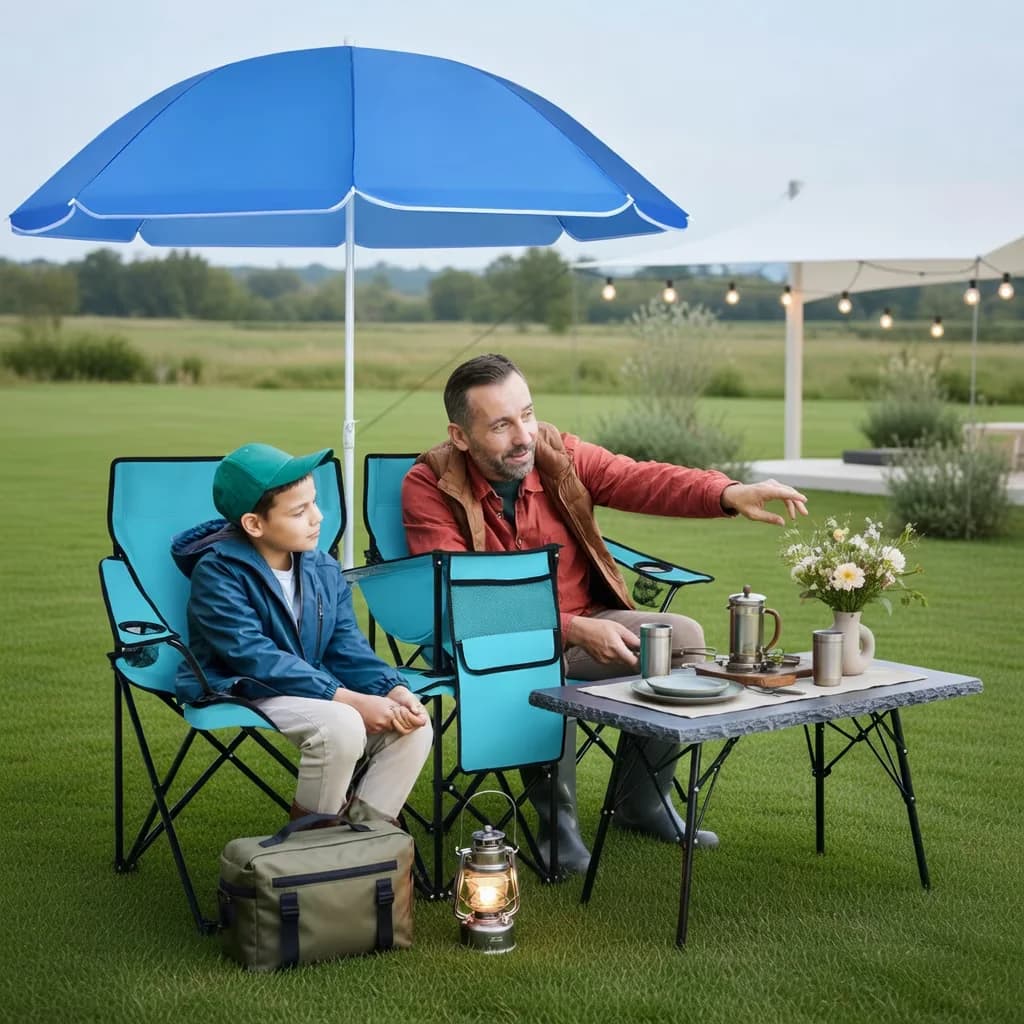 Sleek Beach Chair with Color:Black/Blue/Gray, Umbrella, Turquoise - Blue Model 68AA77