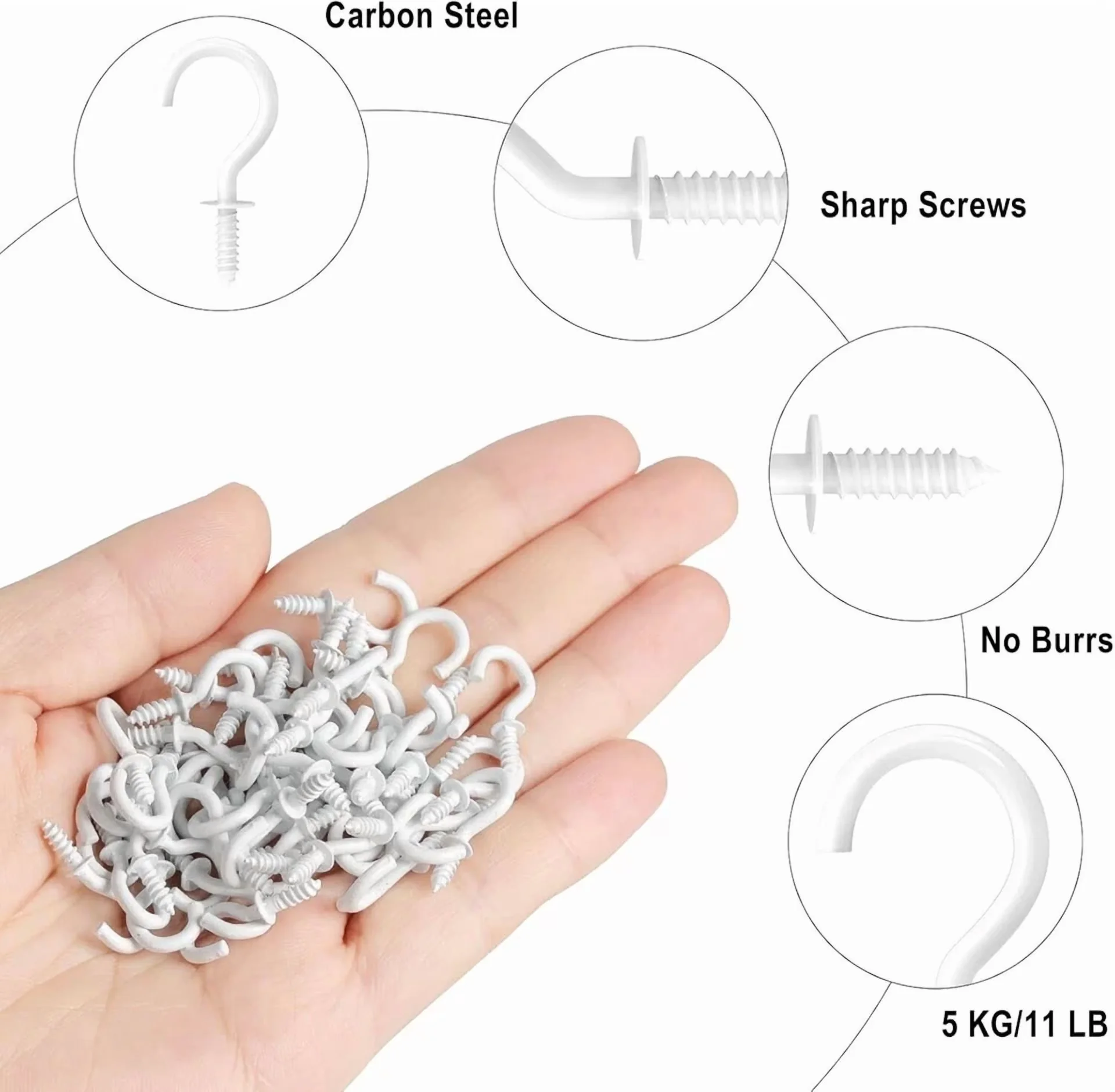 Professional Fastener with 1/2 Inch Mini Screw, 10Pcs 1Small Screw Hooks for Home, Garden - Model 23890B