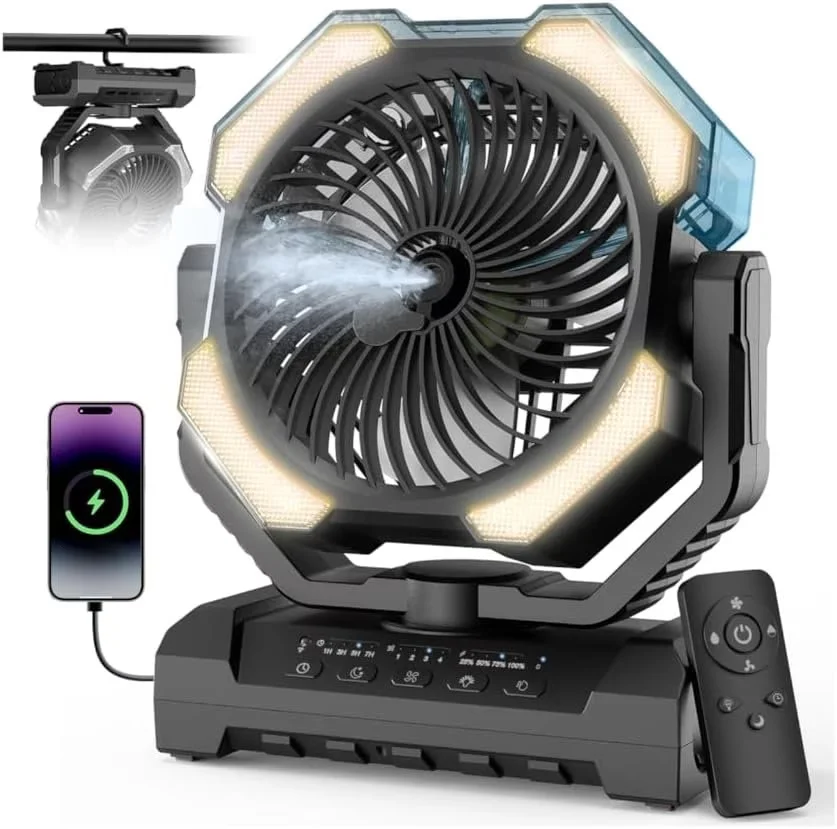 Classic Fans In Cooling with Hook, Last 5H Mist, Camping Misting Fan - 120H Model 8CDC00
