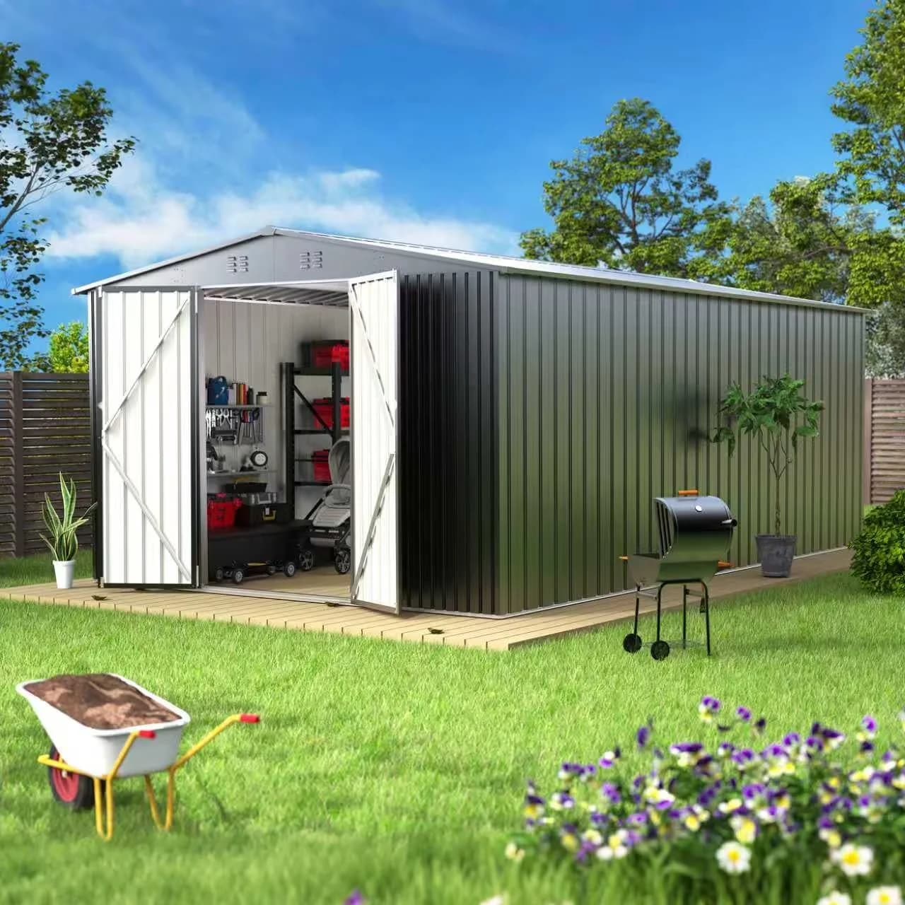 Professional Shed with Uv Resistant, Lockable Door, Lockable Doors - Black Metal Model 947BD6