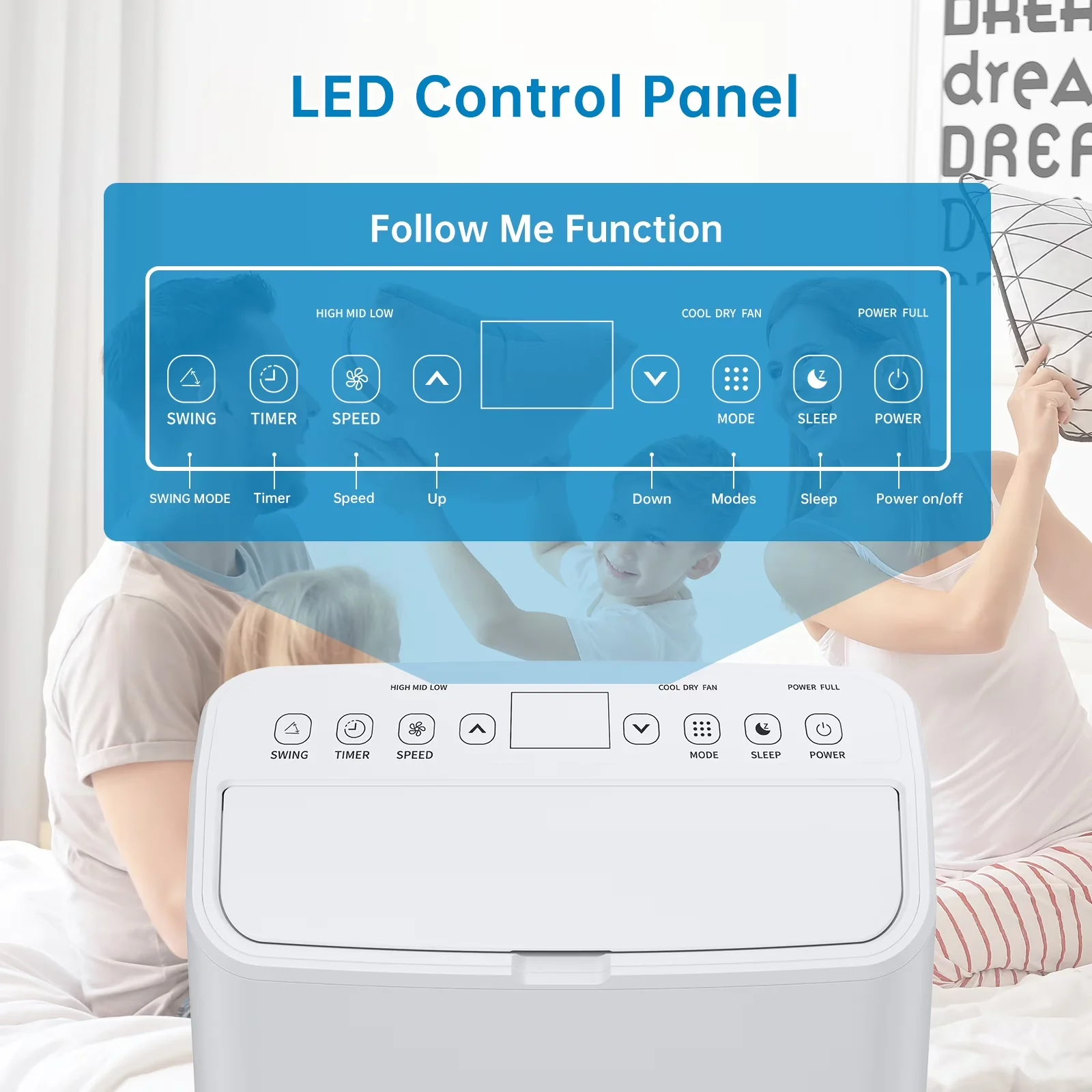 Stylish Air Conditioner with 15000 BTU, Dehumidifier and Fan, 15000 BTU Portable - White Model D9C390