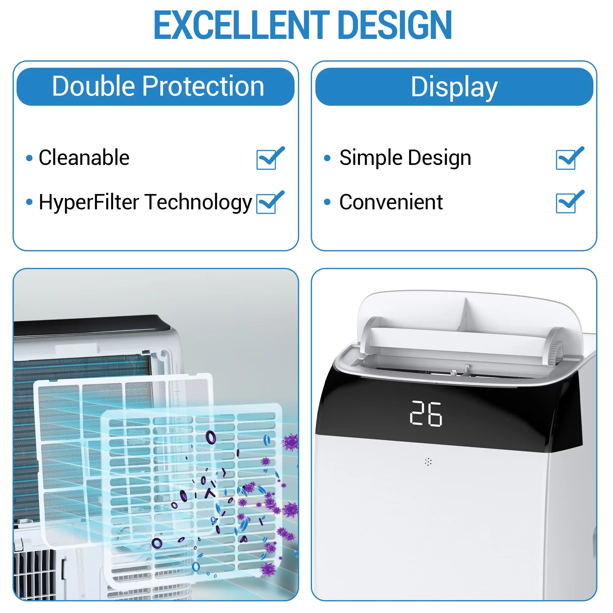 Professional Air Conditioner with 12000 BTU, Sleep Mode, Timer - White Top Cover Model 7121C0