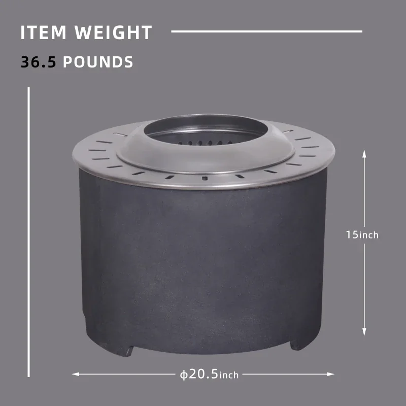 Outdoor Heating Efficient with Smokeless, Weatherproof - Terrafab,Stainless Steel Dark Grey for Outdoor, Patio Model 2537F5