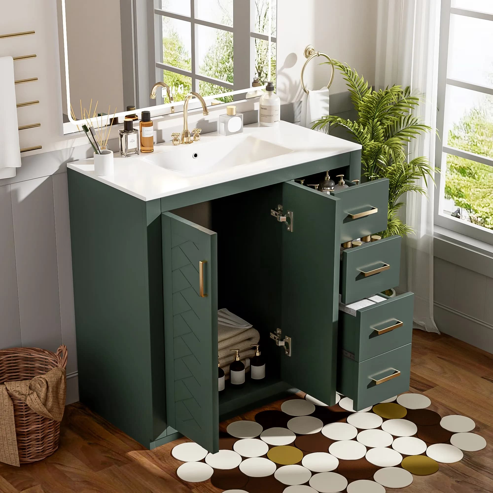 Bathroom Renovation Innovative with Drwers and Soft Closing Doors, 36" Vanity - Model F17692