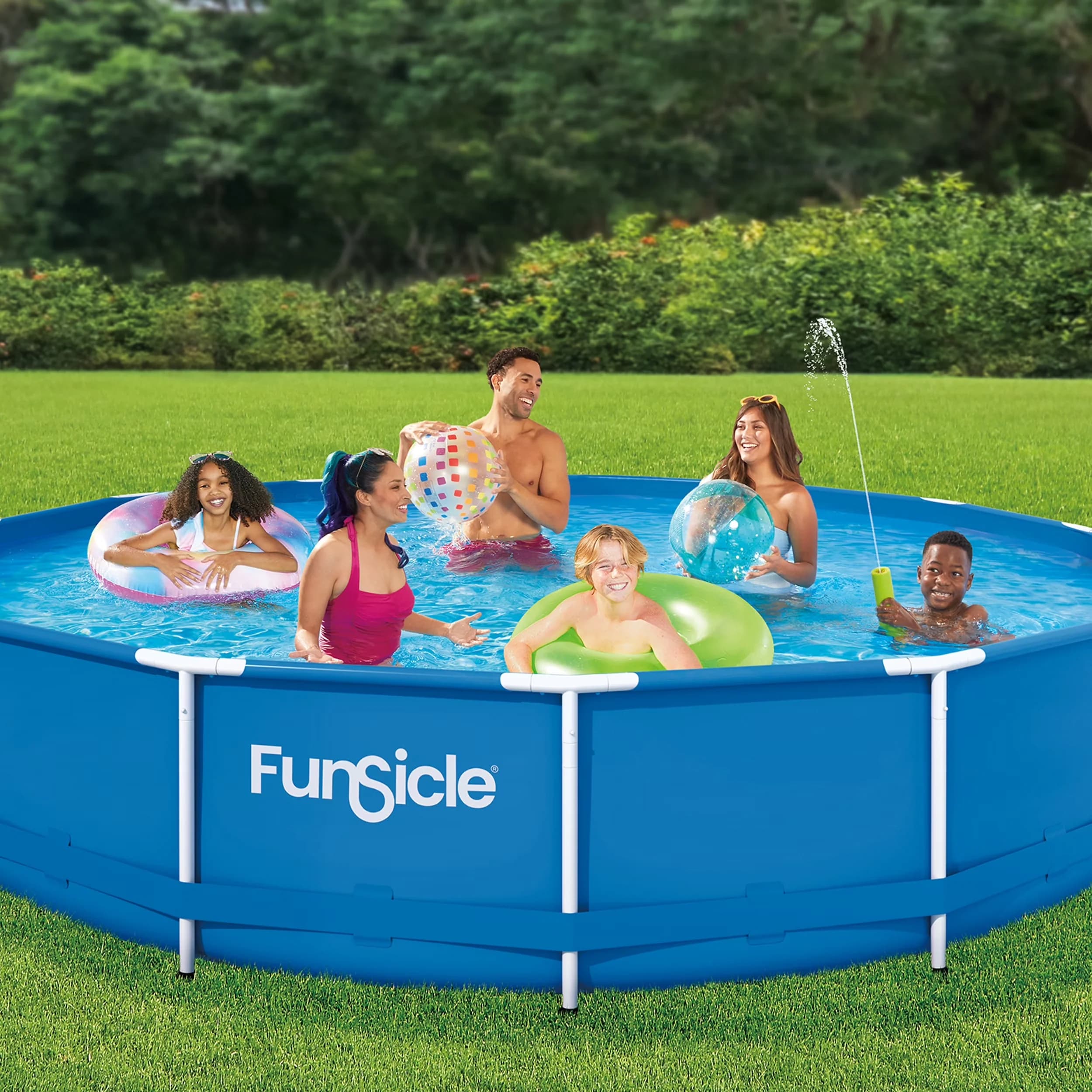 Modern Above Ground Pool with Puncture Resistant, 14ft Activity Metal Frame Swimming - Model 28F06D