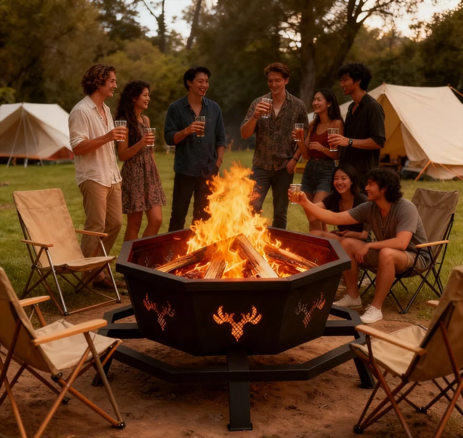 Classic Outdoor Heating with Portable, 35 inch Fire Pit - Iron Black - Ergonomic Design Model 6A9C31