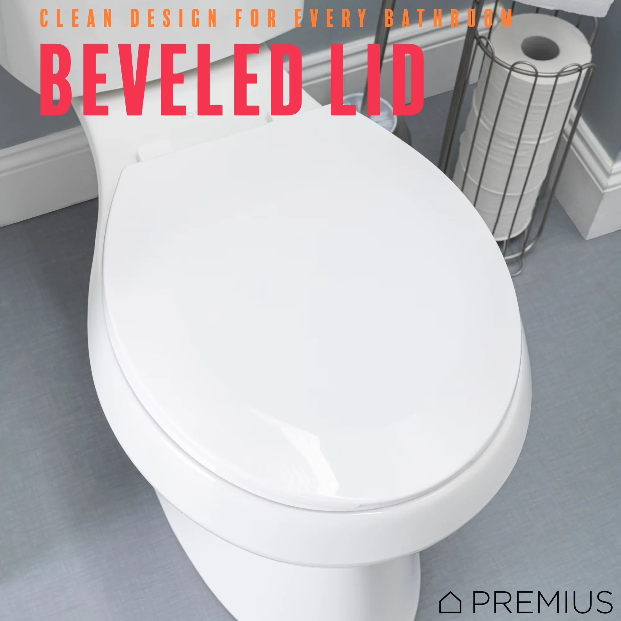 Essential Toilet Seats And Lid with Easy To Clean, White, Beveled Plastic Seat - White Plastic Model 5AF61A