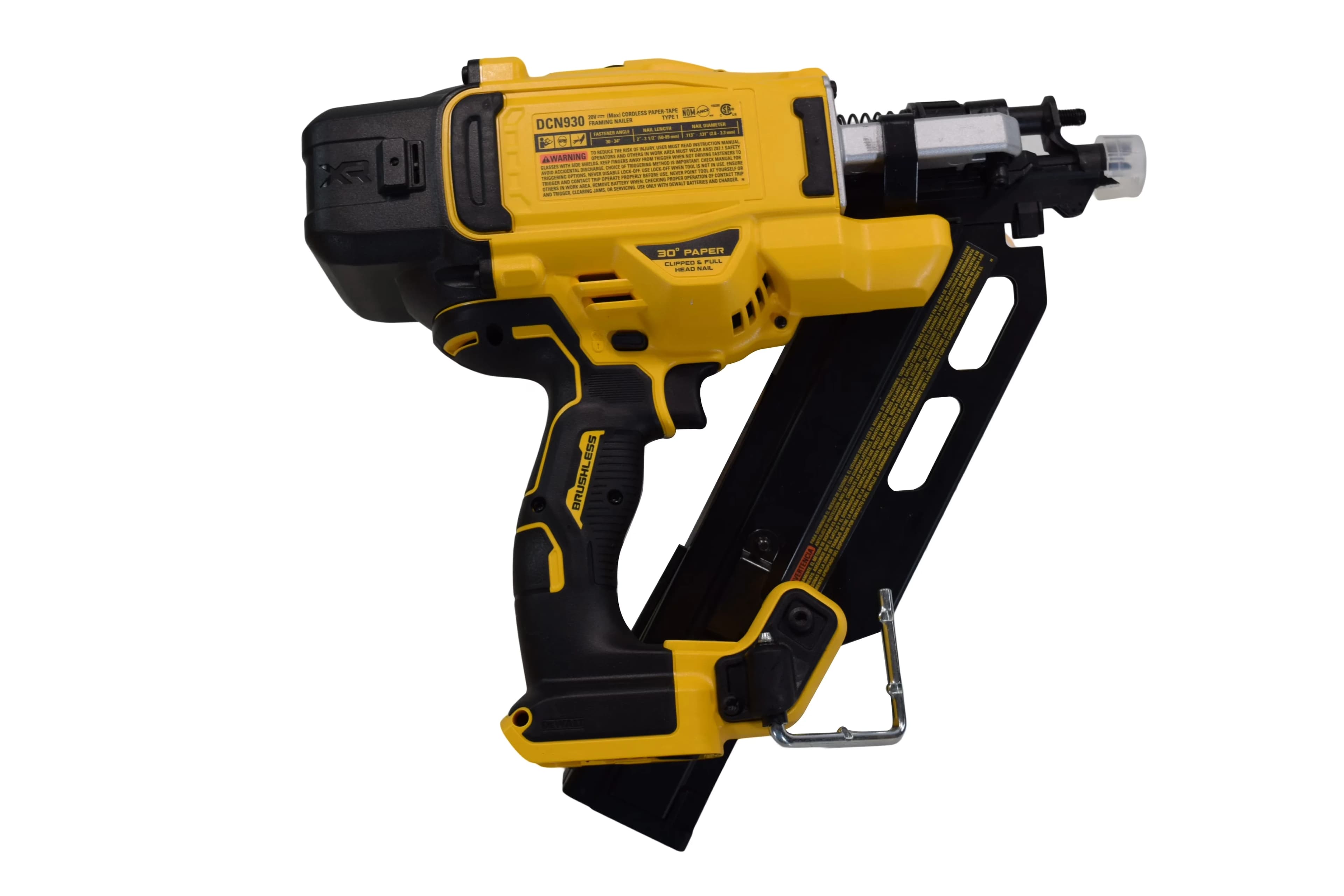 Quality Air Tools Compressor with Battery, 20V, 20V MAX 30° PAPER TAPE (TOOL ONLY) - Yellow Model 01E01D