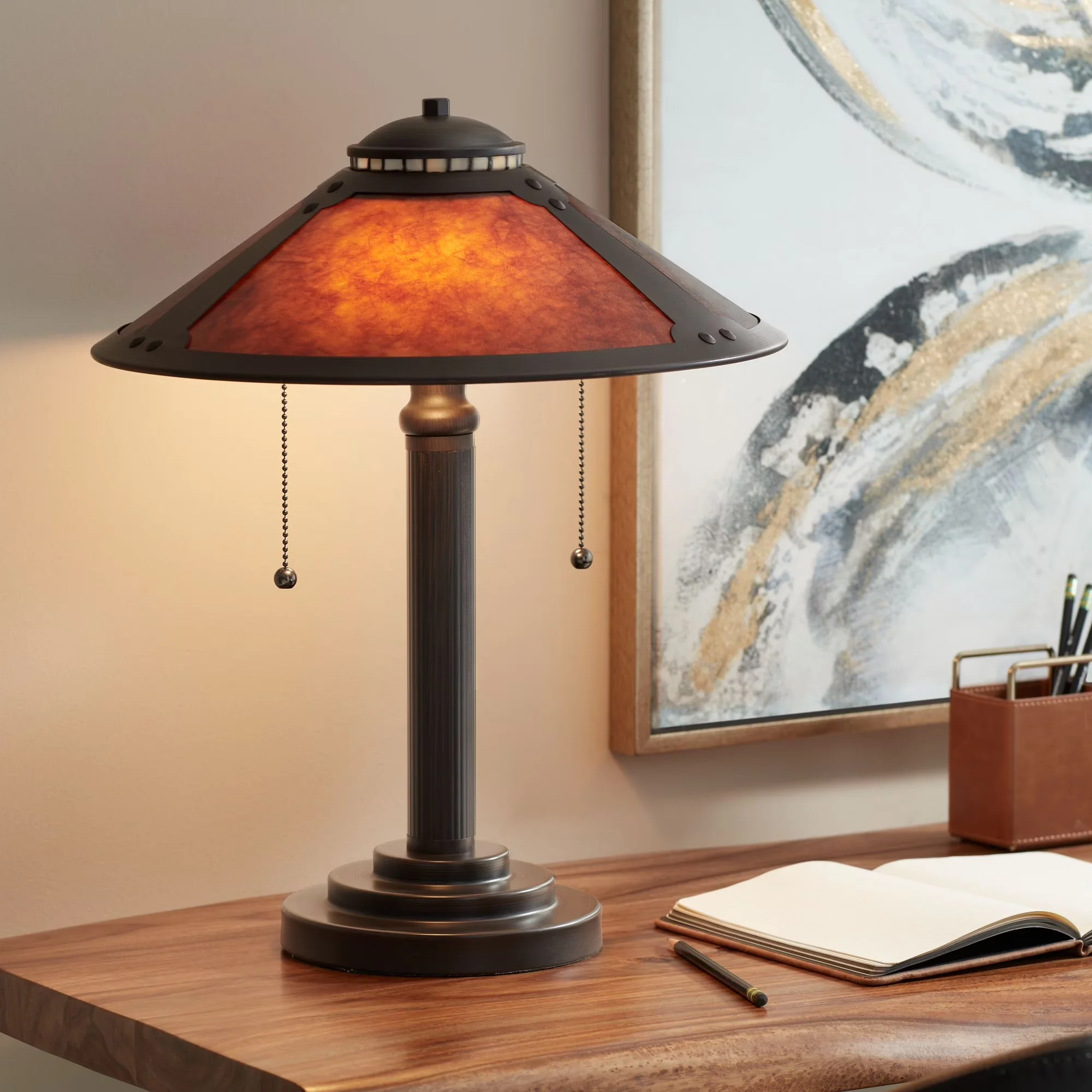 Premium Desk Lamp with Incandescent, Standard Lamps - Metal Brown for Living Room, Bedroom Model 8F7735