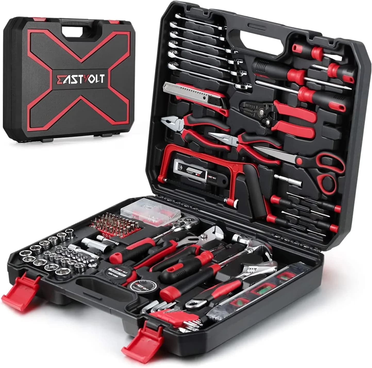 Innovative Hand Tool Set with Precision, 218-Piece Household Kit, Auto Repair - Red Model FAF162