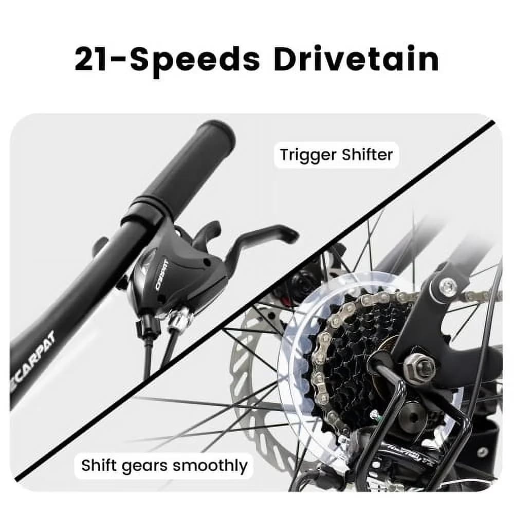 Versatile Mountain Bike with Lightweight, 21-Speed Trail Commuter Bicycle, 27" - Gray Model 9C5388