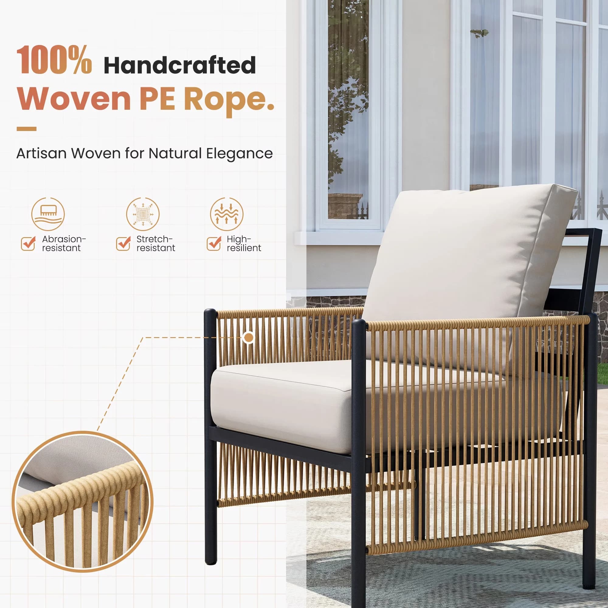 Patio Conversation Set Versatile with Weatherproof, Thick Cushions, Outdoor Furniture - Indigo Ink Aluminum, Iron Model 477276