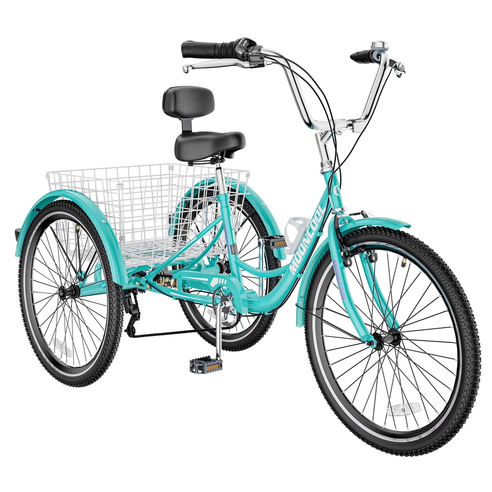 Classic Cruiser Bike with Adjustable Seat, Adult Tricycles Three Wheel 7 Speed, Three-Wheeled Bicycles - Blue Model BF0B0A