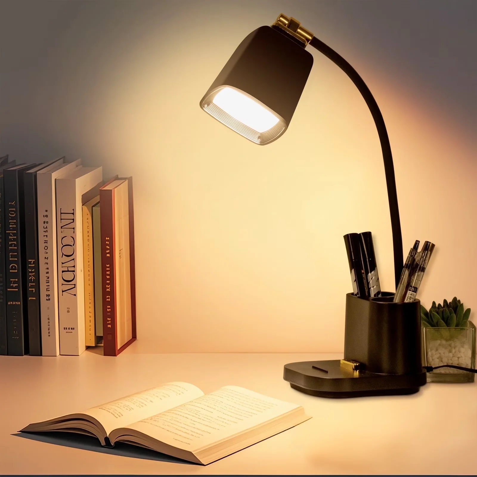 Reliable Desk Lamp with LED, Battery, Dimmable - Abs Black Charging for Daily Use Model 9B77F4