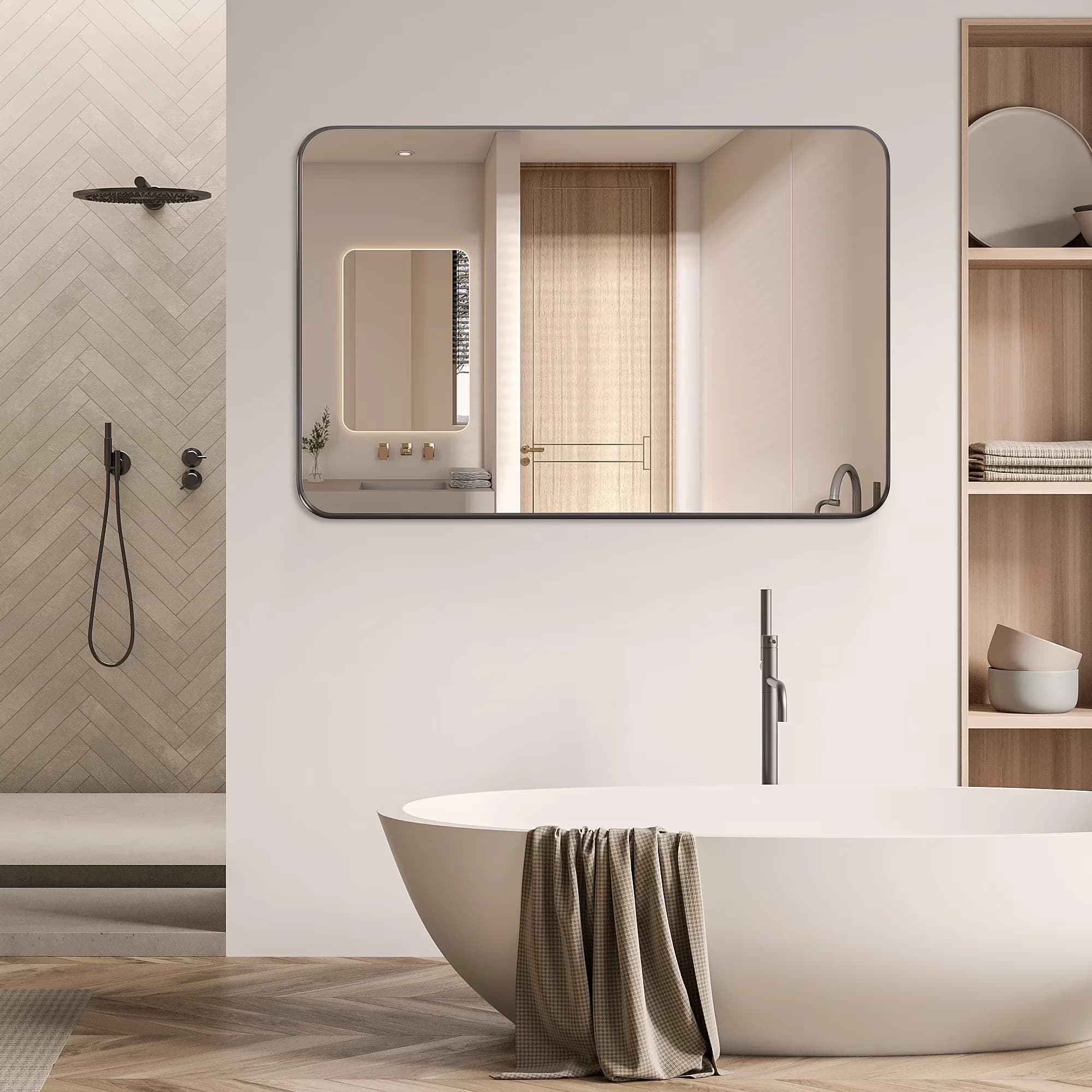 Bathroom Renovation Classic with Shatter Resistant Construction, Contemporary, Modern - Black 30" x 40" Model BF1D98