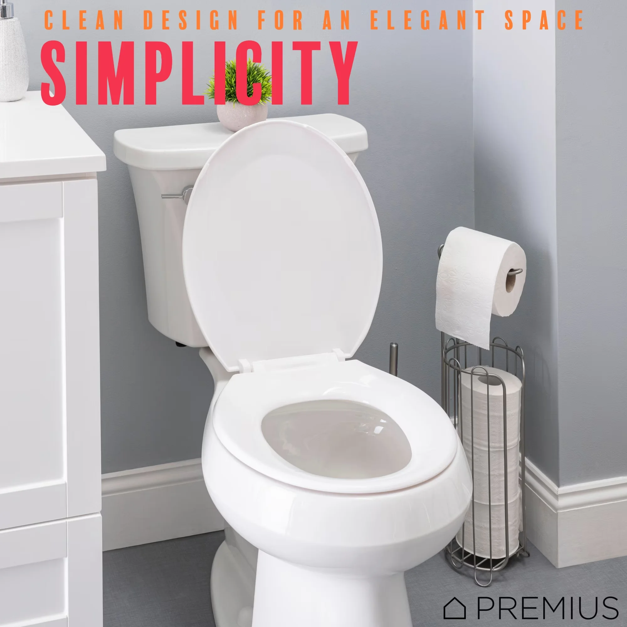 Essential Toilet Seats And Lid with Easy To Clean, White, Beveled Plastic Seat - White Plastic Model 5AF61A