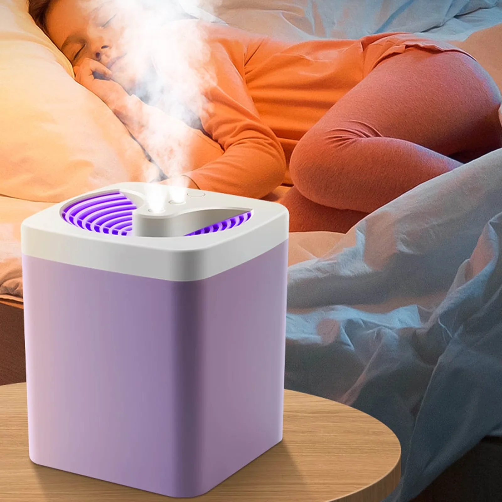 Sleek Humidifier with LED, Auto Shut Off, 3 Mist Modes LED Night Light - Purple Model 931458