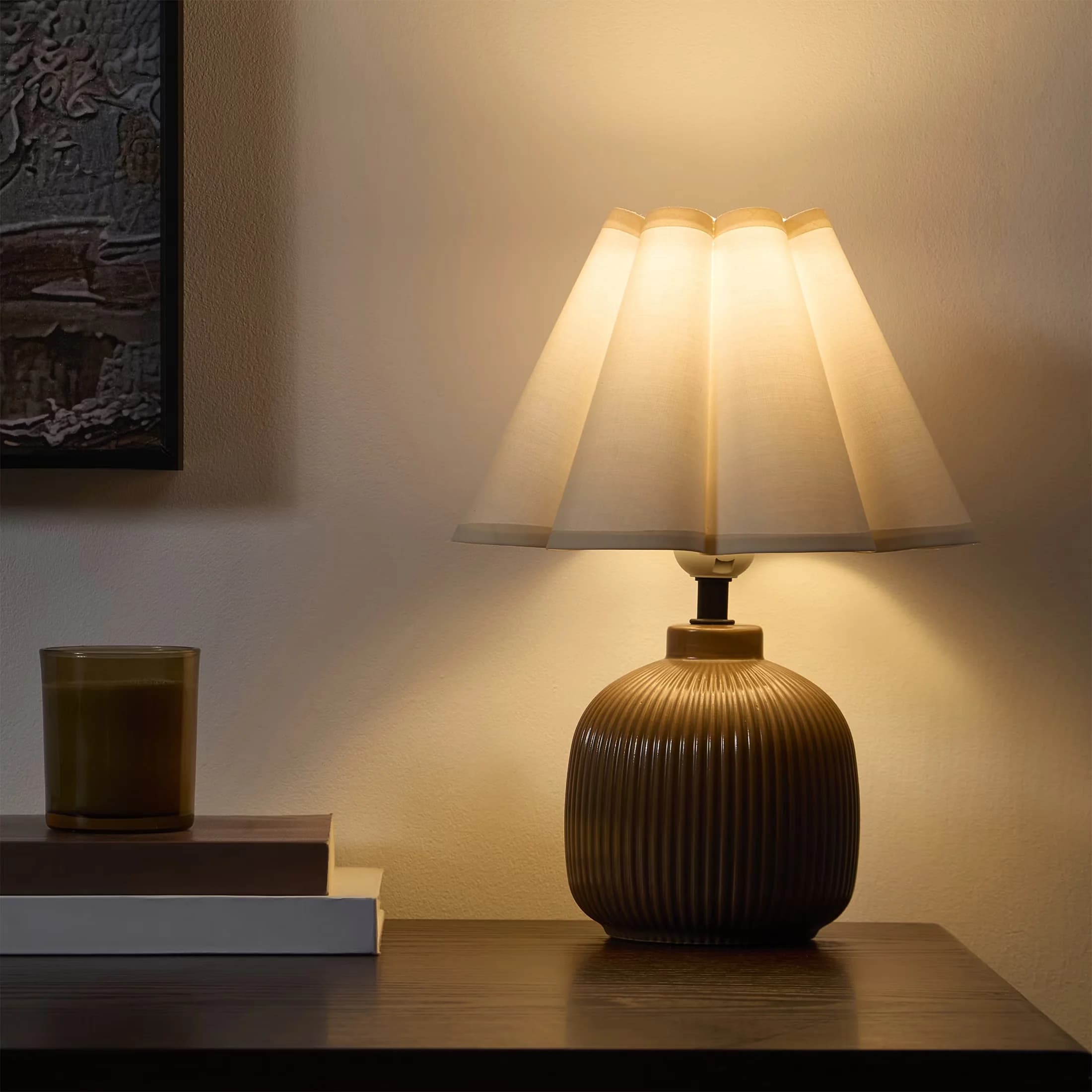 Modern Table Lamp with LED, Contemporary, 12.5" Brown Ceramic - Brown Ceramic Model 6CEFE7