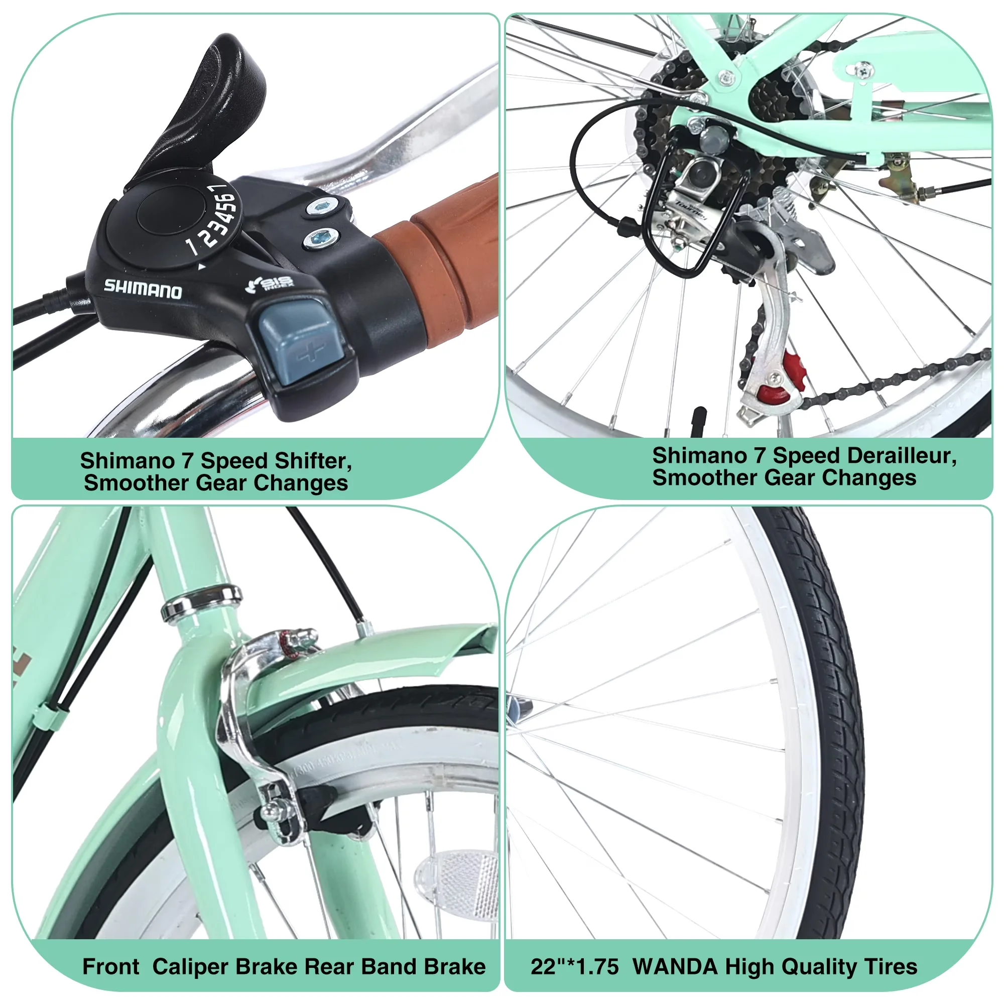 Professional Cruiser Bike with Main Material: Steel, Product Name: City Bike - Green for Outdoor Model 5731C2