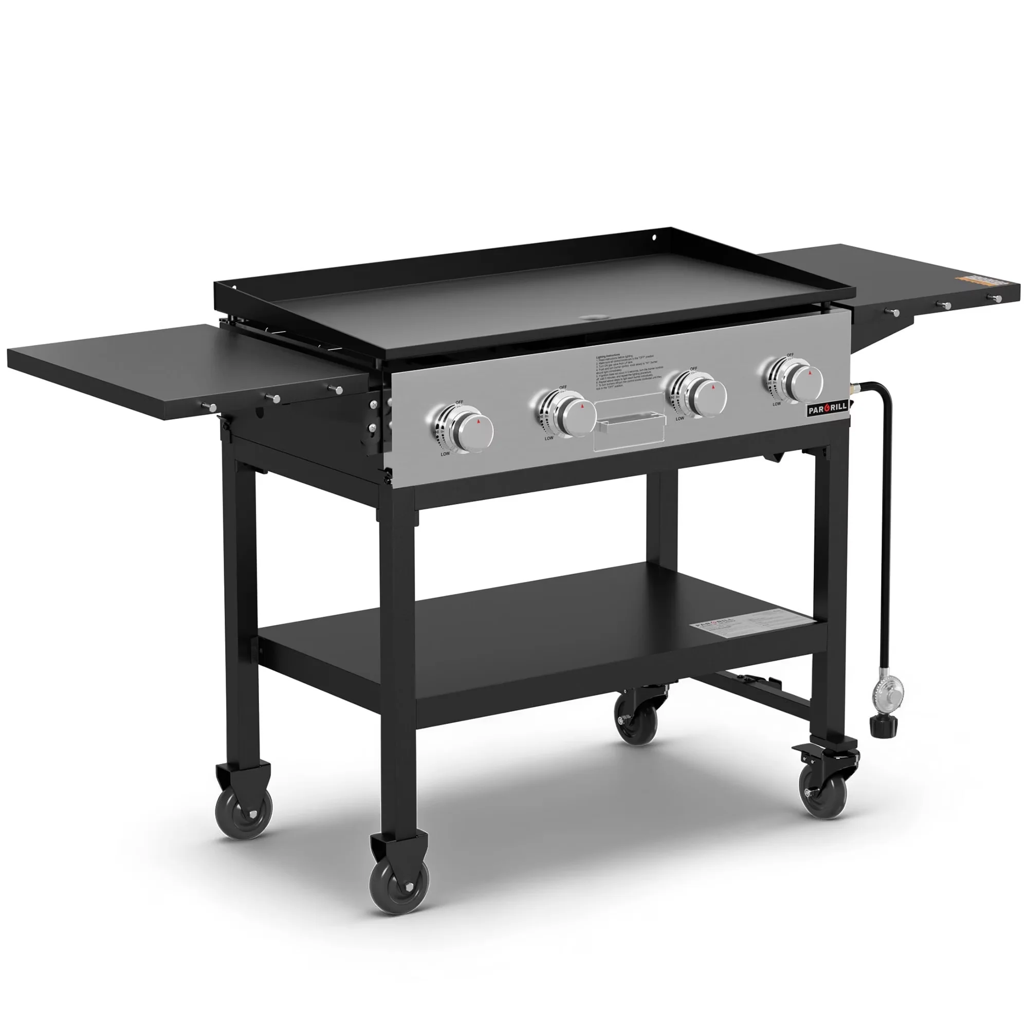 Versatile Gas Grill with 60000 BTU, Rust Resistant, 36" Griddle - Steel Black Model 185D47
