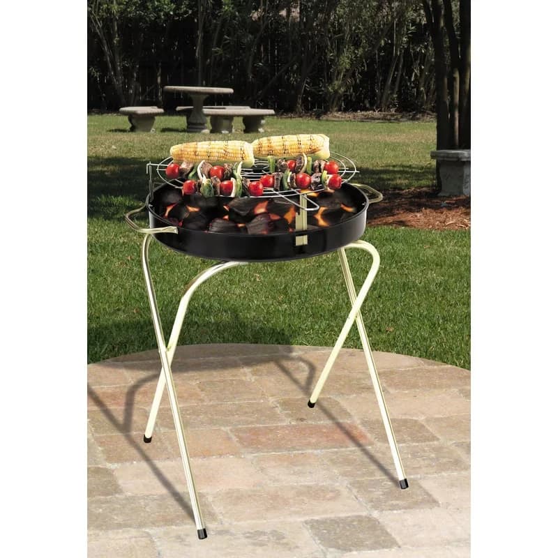 Sleek Charcoal Grill with Portable, Fold-a-Matic 22” Heavy Duty Portable, Steel Construction - Black Steel Model 5ECA70