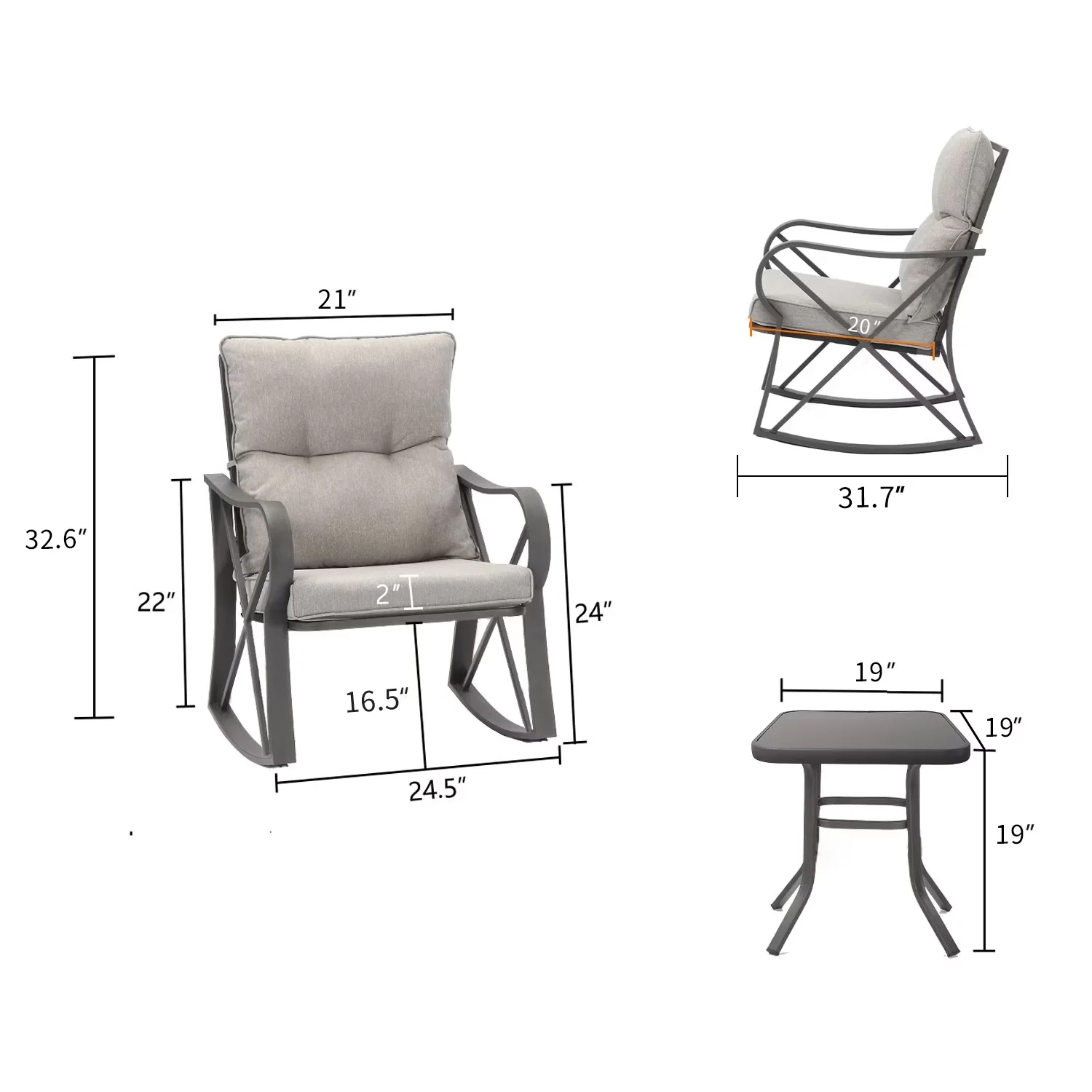 Patio Dining Set Innovative with Water-Resistant, Rust Resistant, Glass-Top Table - White Steel, Glass, Iron, Poly-Fiber Fabric Model E2A99D
