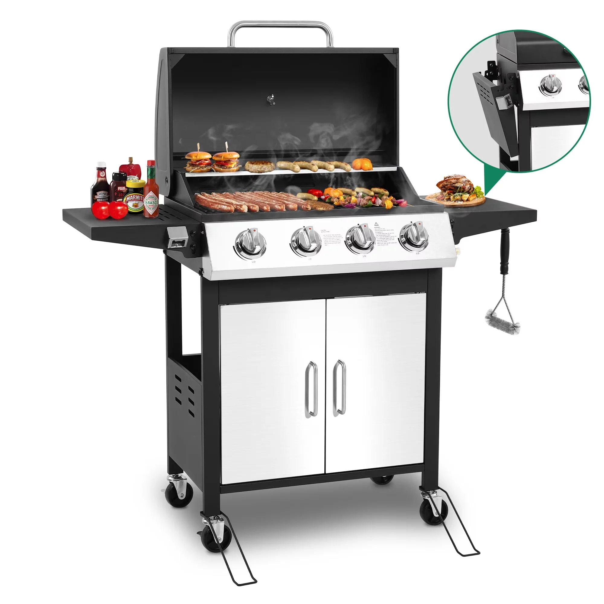 Reliable Gas Grill with 40000 BTU, Portable - Stainless Steel for Camping Model 933A75