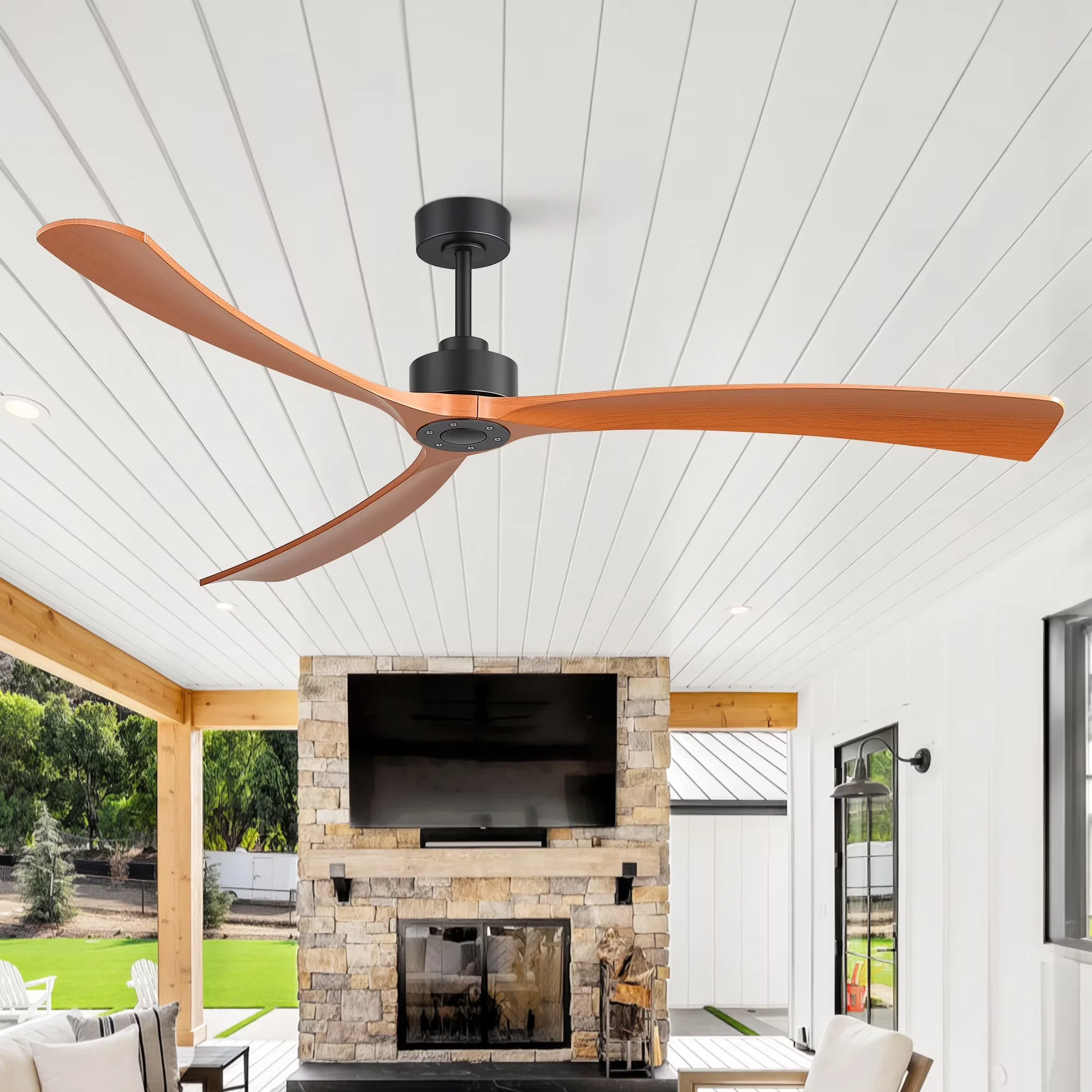 Ceiling Fan Modern with Eco Friendly, Reverse Airflow, Remote Controlled - Plastic Black for Living Room, Patio Model C6BA7F