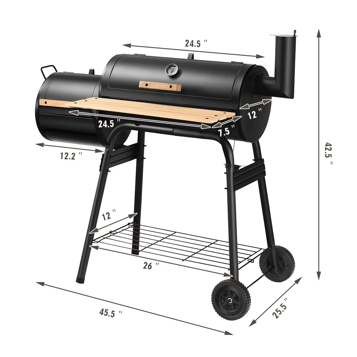 Charcoal Grill Sleek with Thermometer - Steel Outdoor for Everyday Use Model 72682A