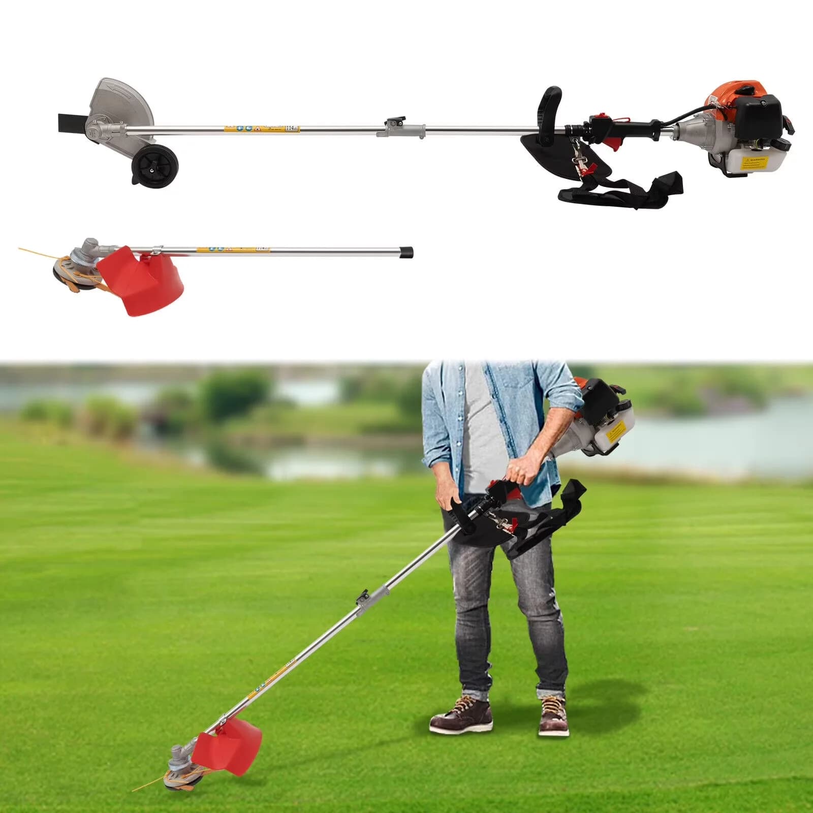 Modern String Trimmer with Grass Tools, Lawn Edger - Red for Home, Patio Model 3CB17B