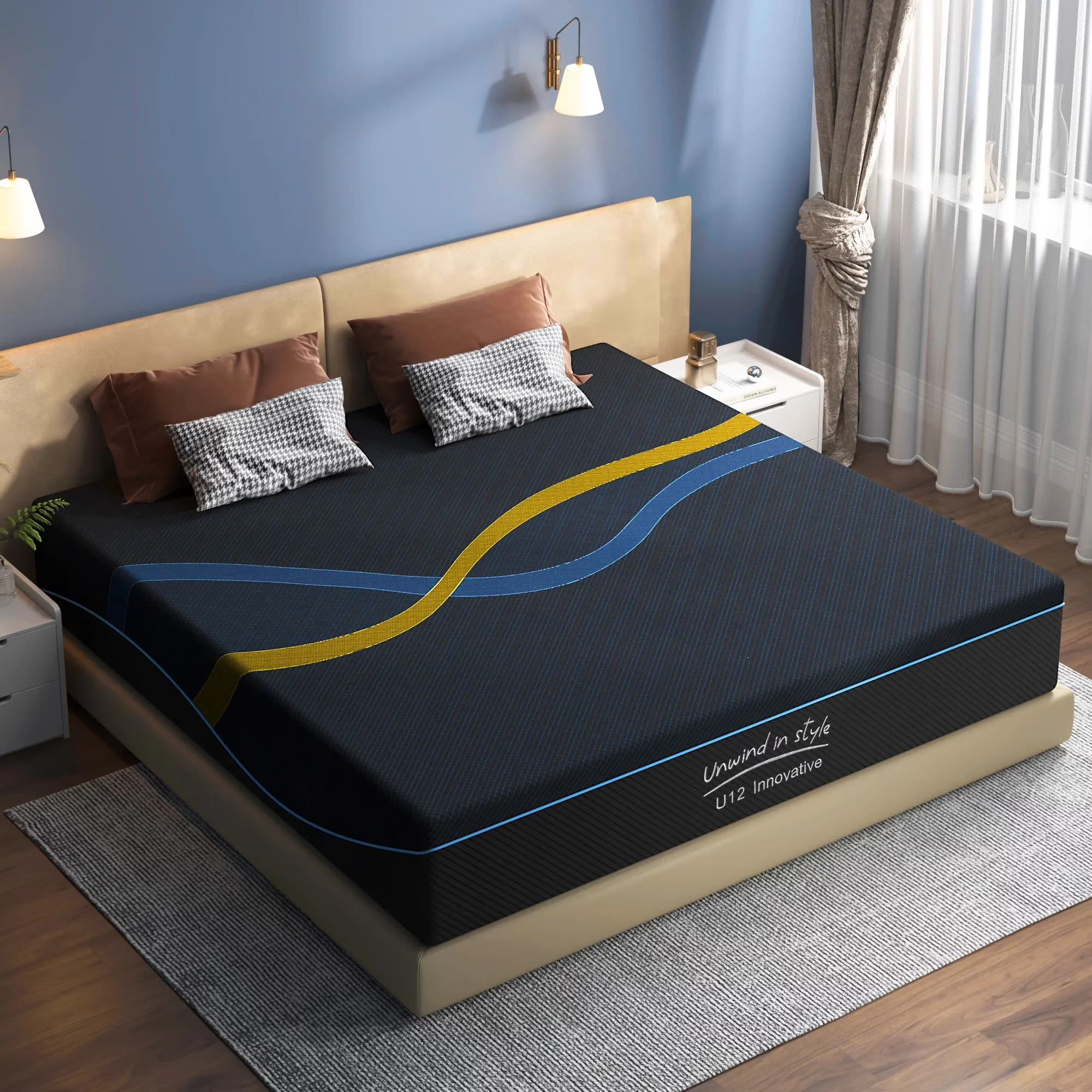 Essential Mattresses Accessory with Antimicrobial, Cooling Technology - Blue Gel Memory Foam, High Density Foam, Bamboo Charcoal... Model EEECD4
