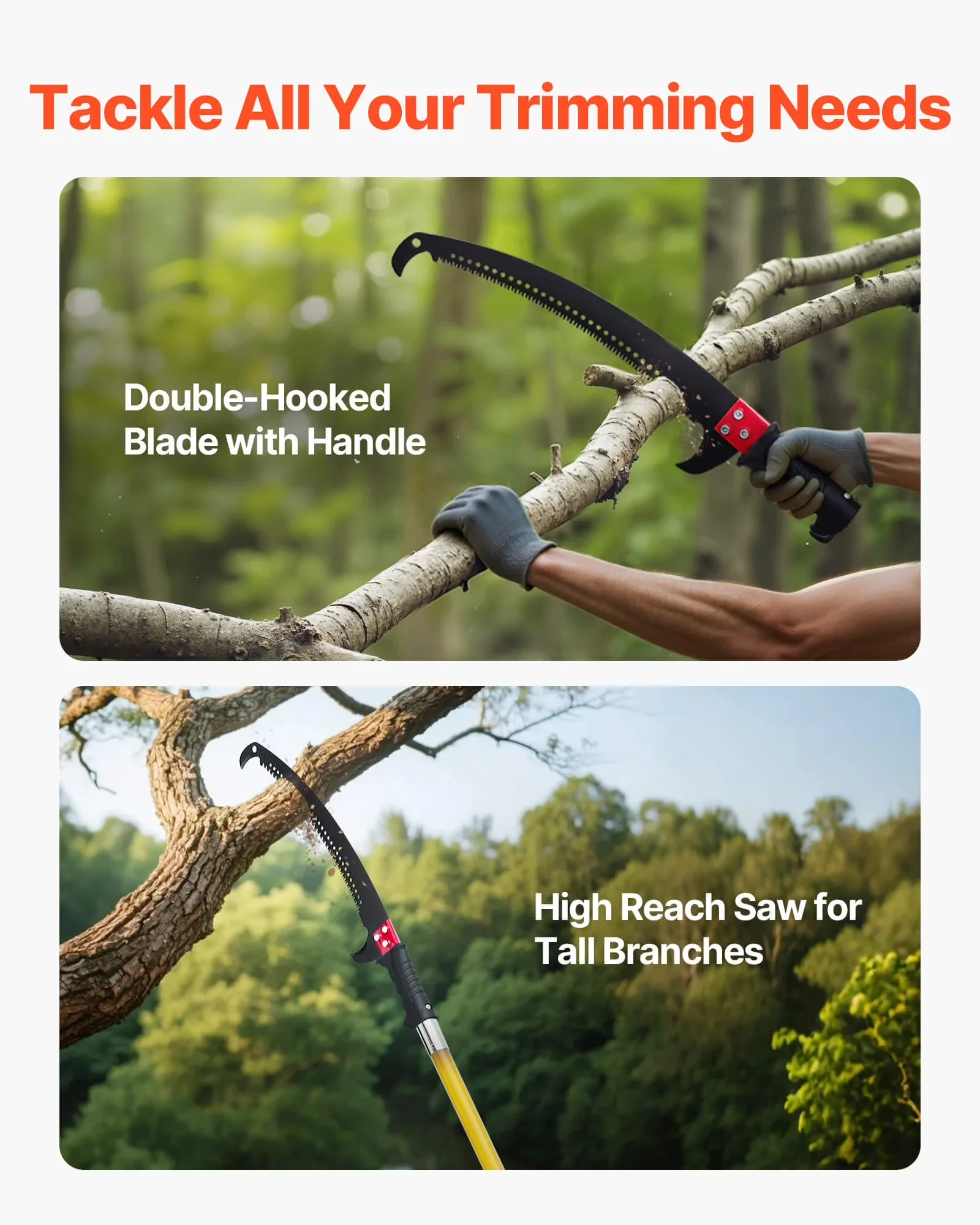 Pole Saw Premium with Telescoping, Double-Hook, Manual - 84-26 - Low Maintenance Model 04B829