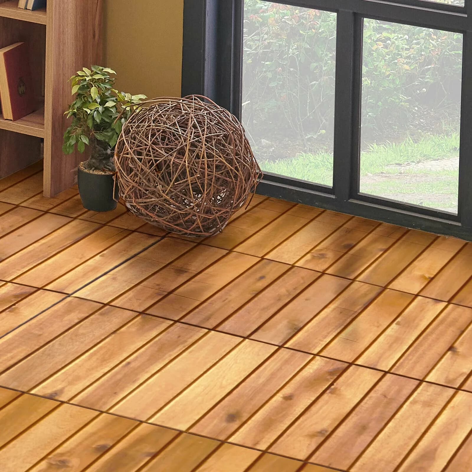 Versatile Grey Vinyl Flooring Vinyl Plank Flooring with Interlocking - Acacia Wood, Plastic Model 2C9A25
