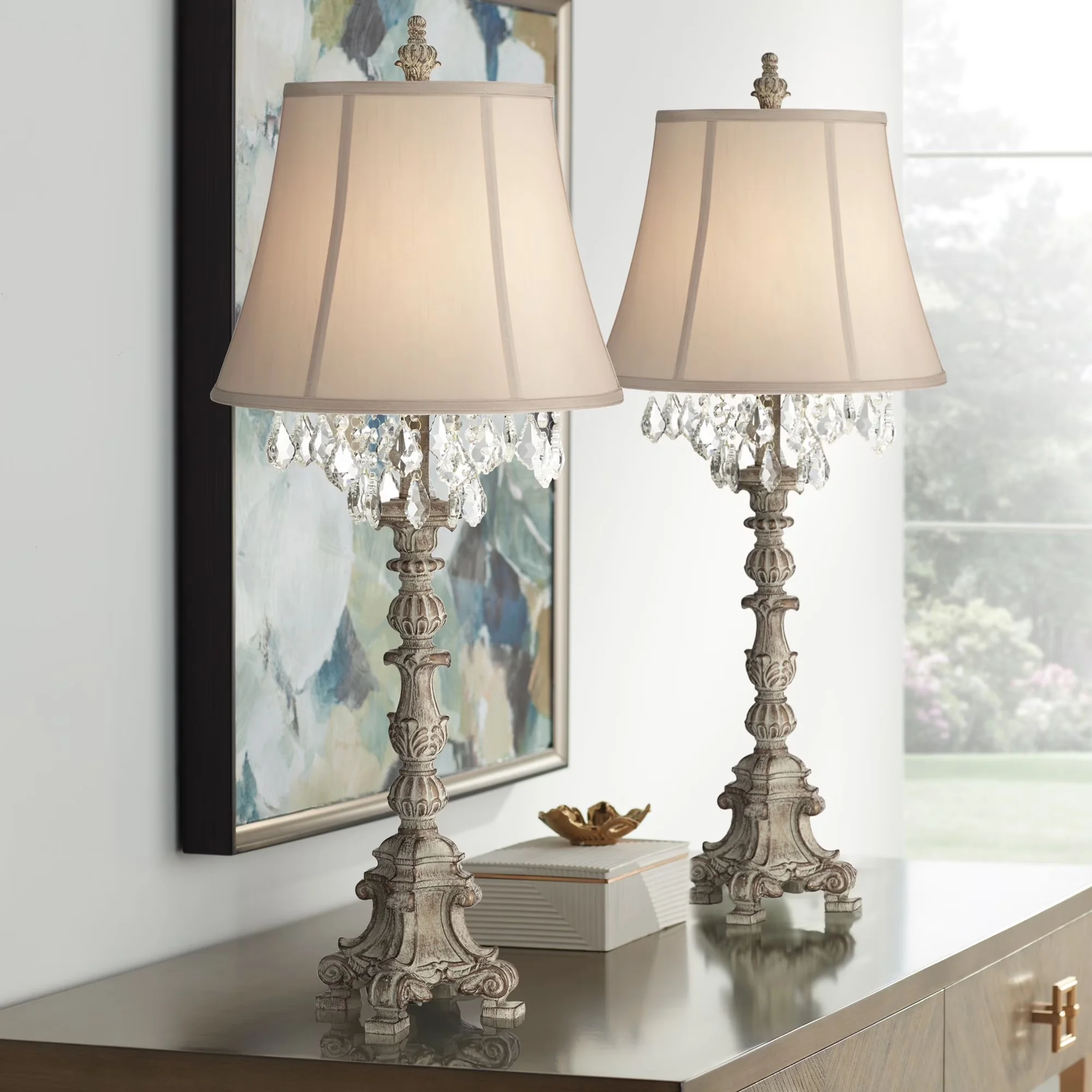 Table Lamp Stylish with Incandescent, Standard Lamps - Brown Resin Duval Model C73694