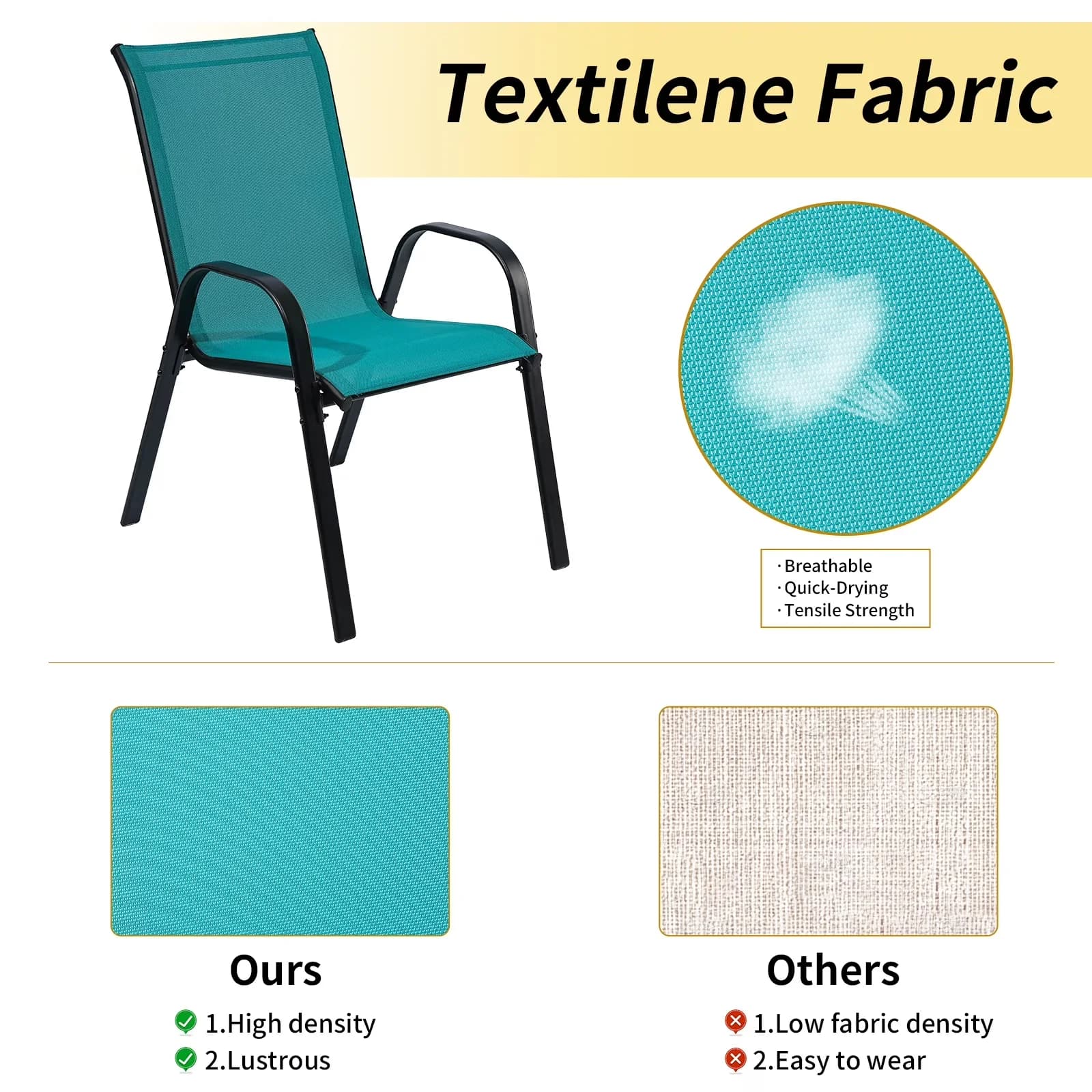 Compact Patio Chair with Rust Resistant, Water-Resistant - Blue Metal;Teslinian Model CDDB7D