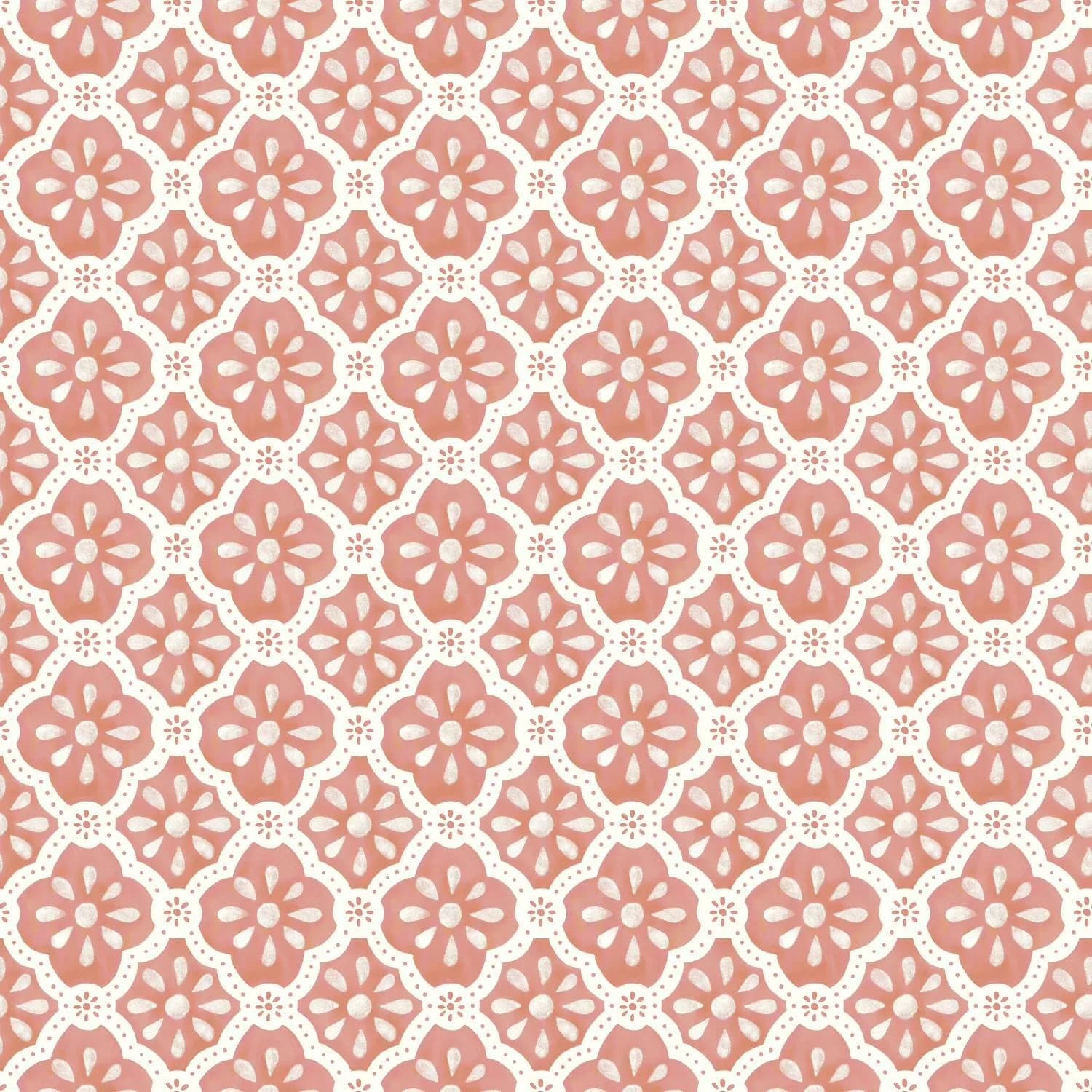 Sleek Wallpaper Wall Decals Wall Covering with Removable, 18" x 18.86', Pink Salmon Washy Trellis Peel and Stick - Pink Vinyl Model 2A6961