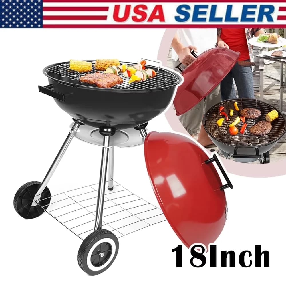 Professional Charcoal Grill with Portable - Stainless Steel Black for Outdoor, Picnic Model F6432B