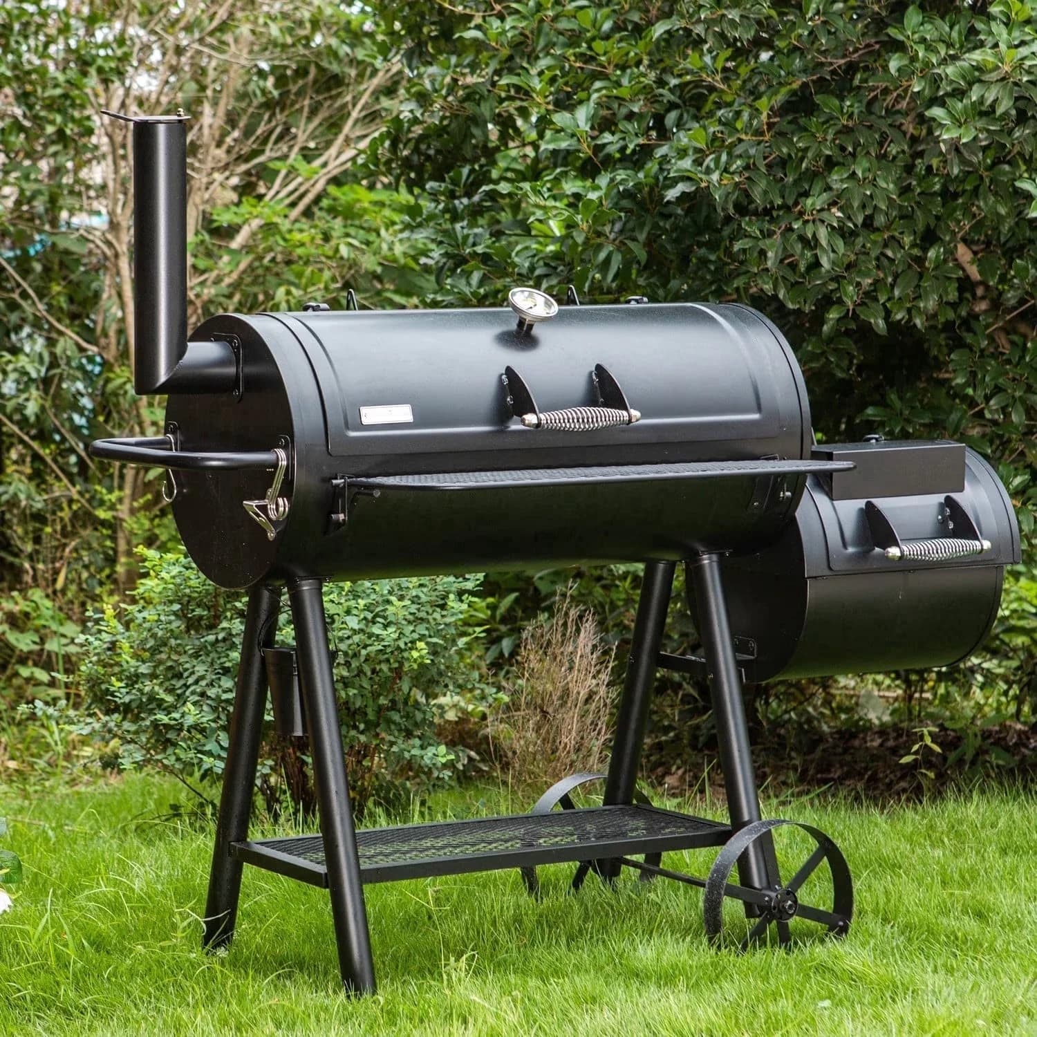 Modern Charcoal Grill with Rust Resistant - Black Enamel Grates Offset Model 346A67