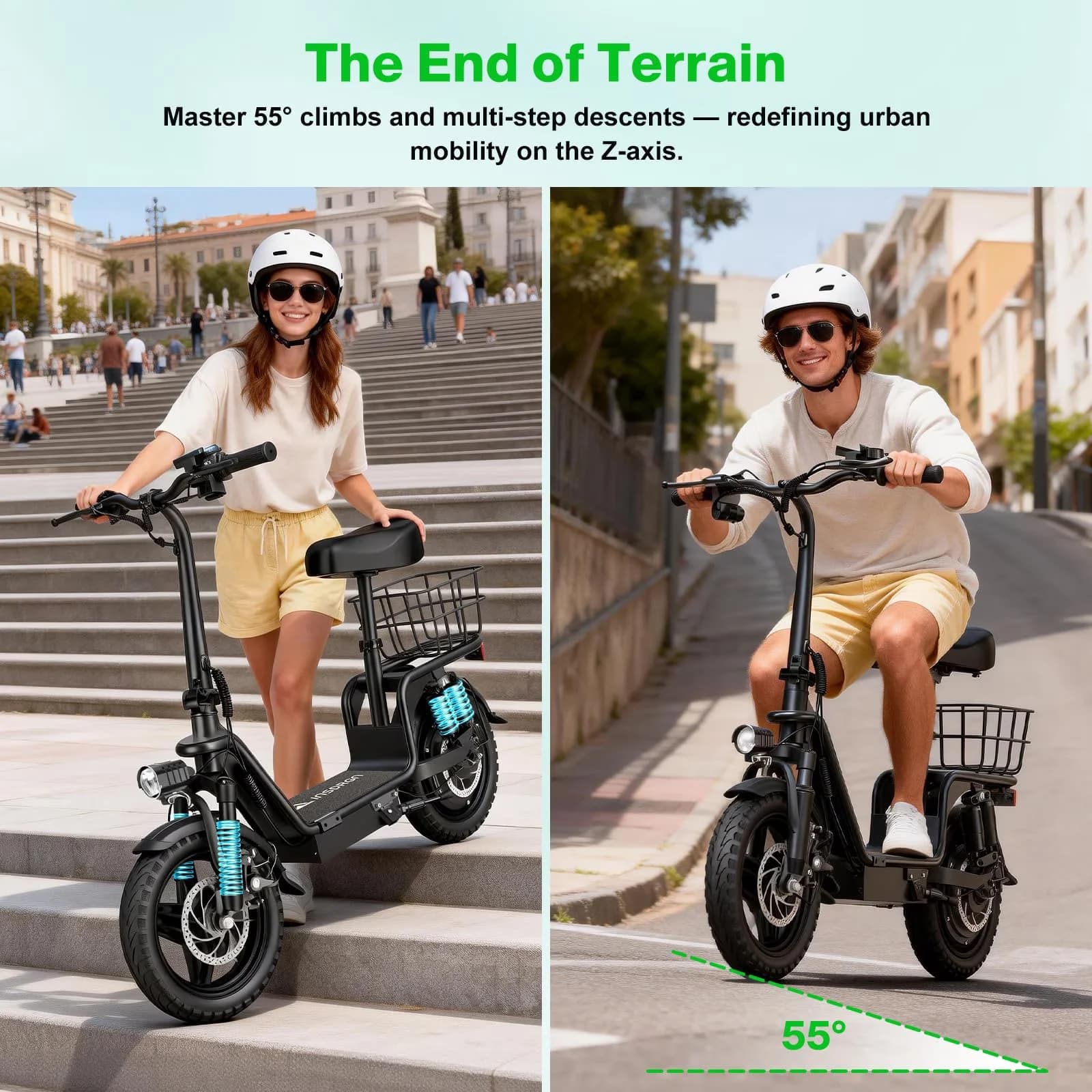 Stylish Scooter with 1600W, 48V, Electric - Black High Carbon Steel - Industrial Grade Model 414A8F