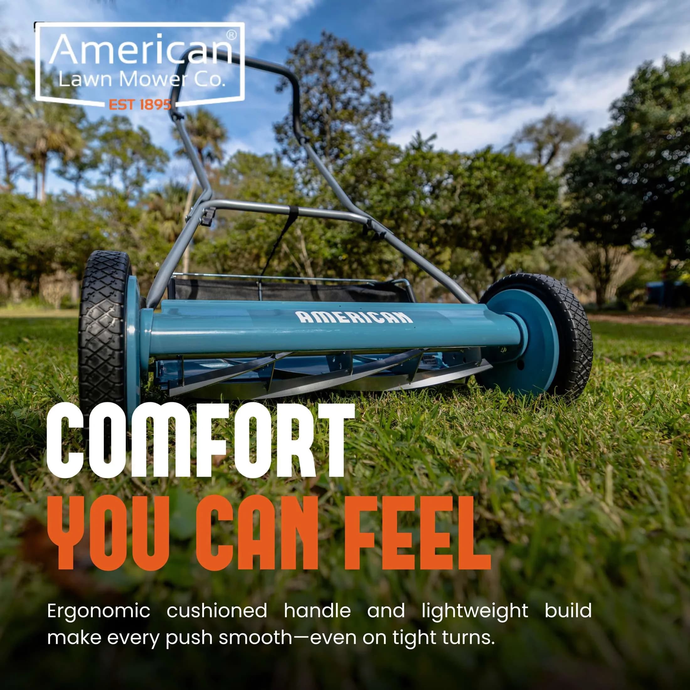 Innovative Push Mower with Adjustable, Comfort Grip, Mechanical - Blue Model FBAFC4