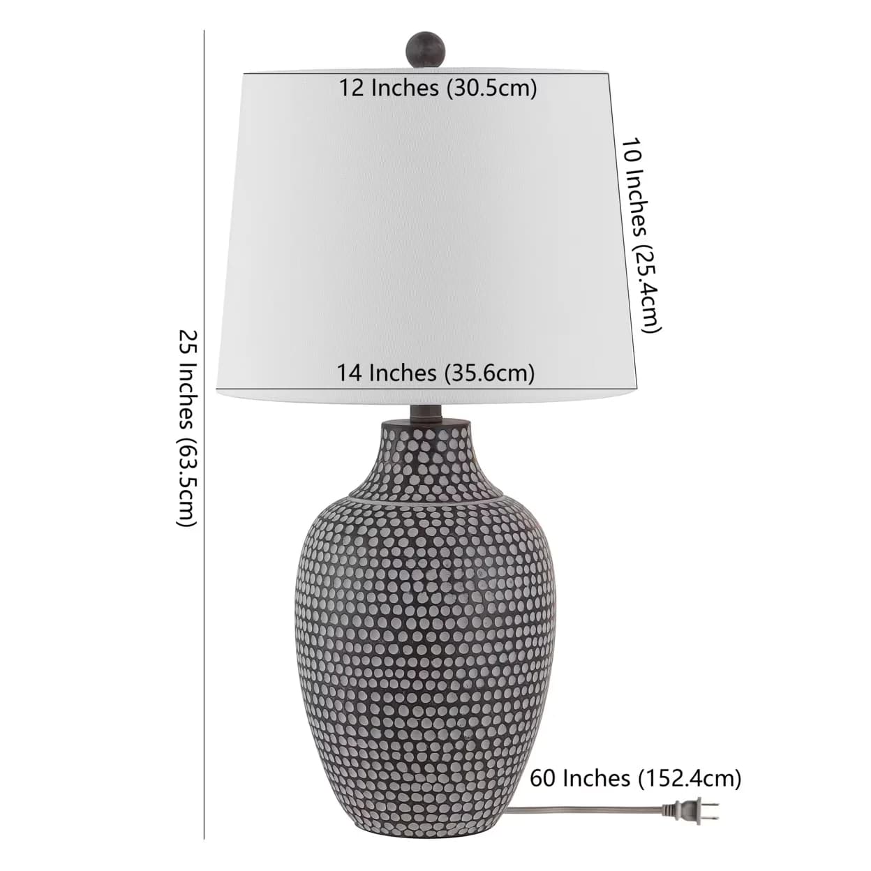 Reliable Table Lamp with LED, Rustic/Lodge - Polyester Brown, White, Multicolor Model EA7BB2