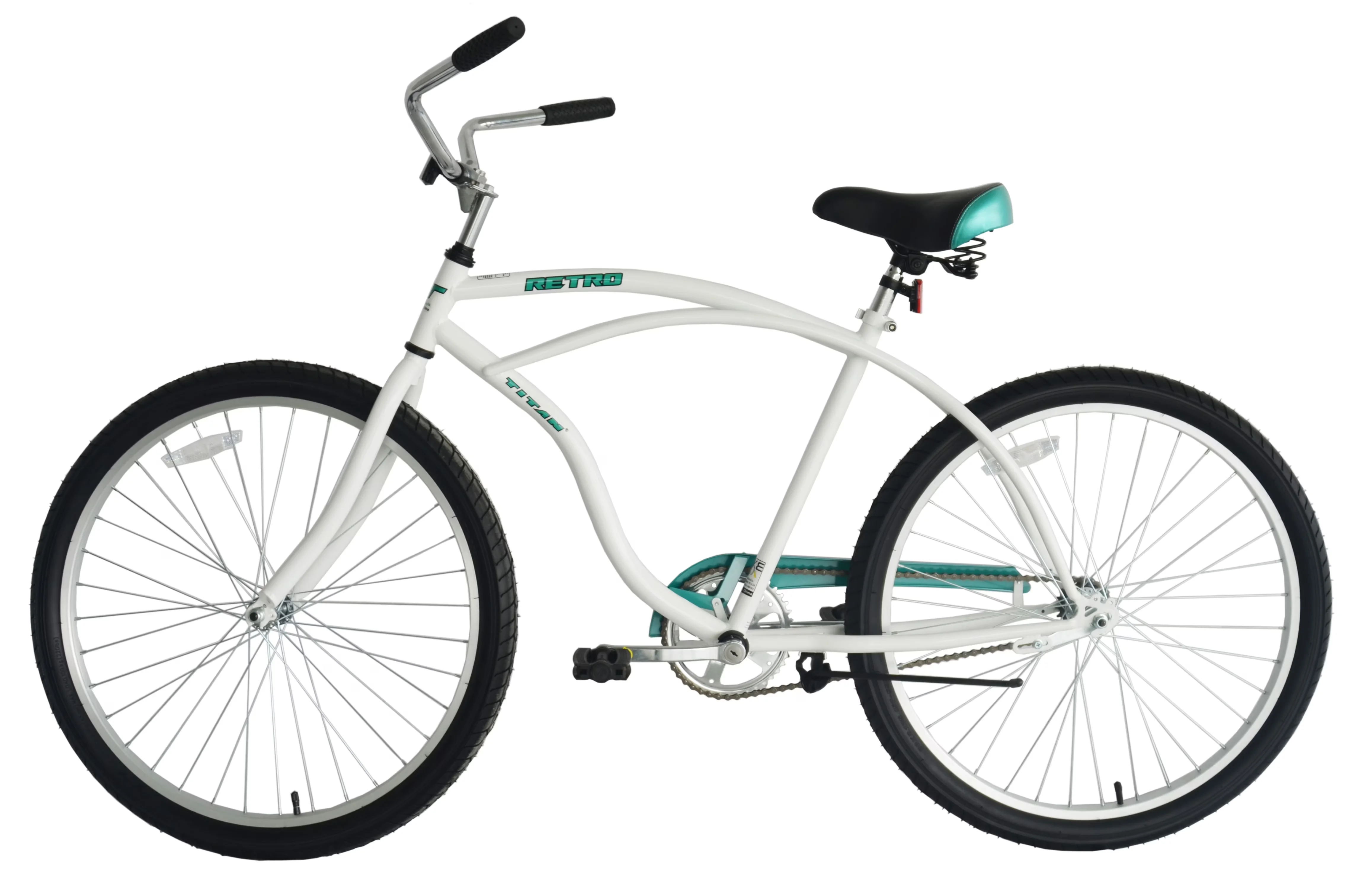 Compact Cruiser Bike with Retro Beach Bicycle - White 19 Inch - Long-Lasting Performance Model 8A0B79